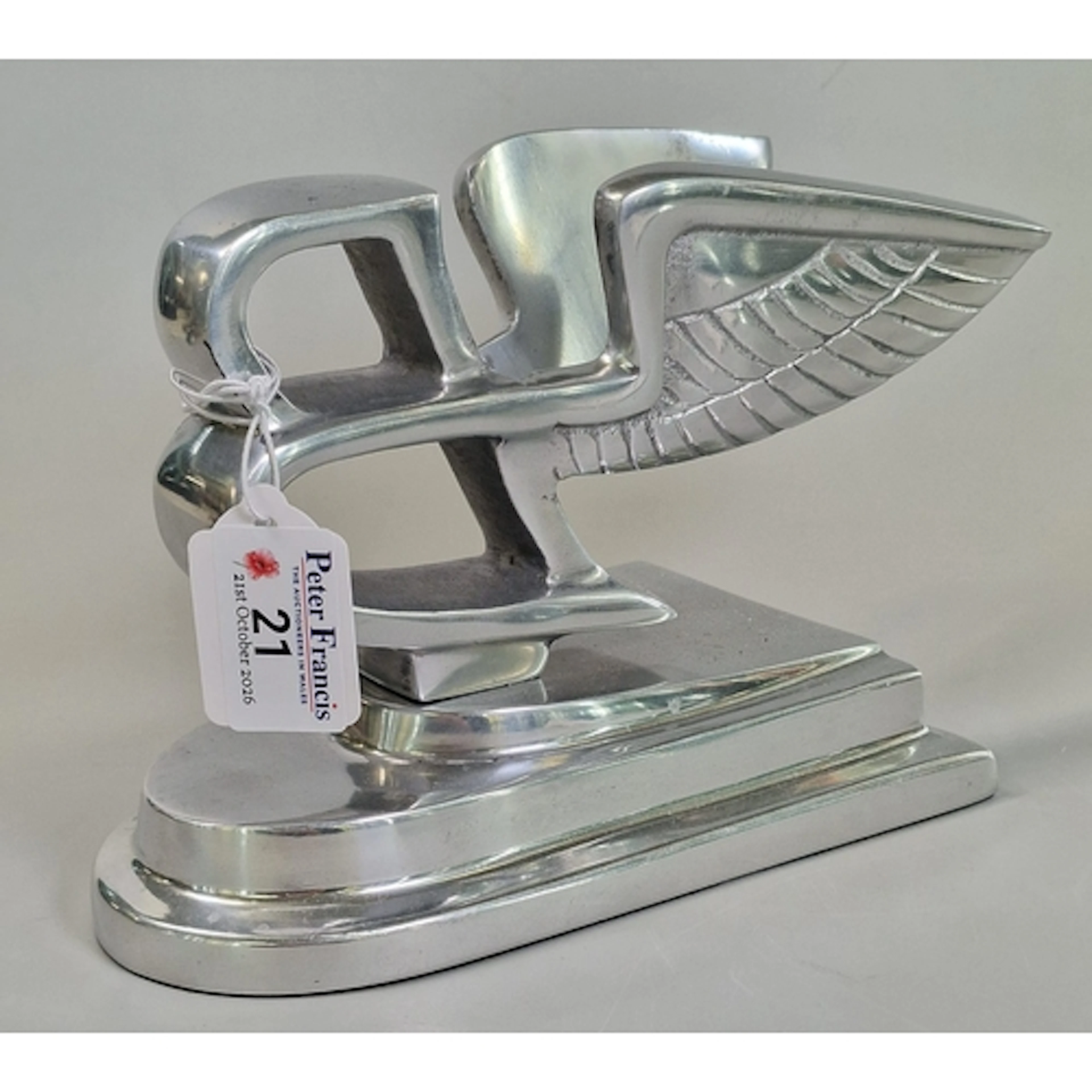 Chrome finish Bentley Flying B desk ornament or showroom dis...