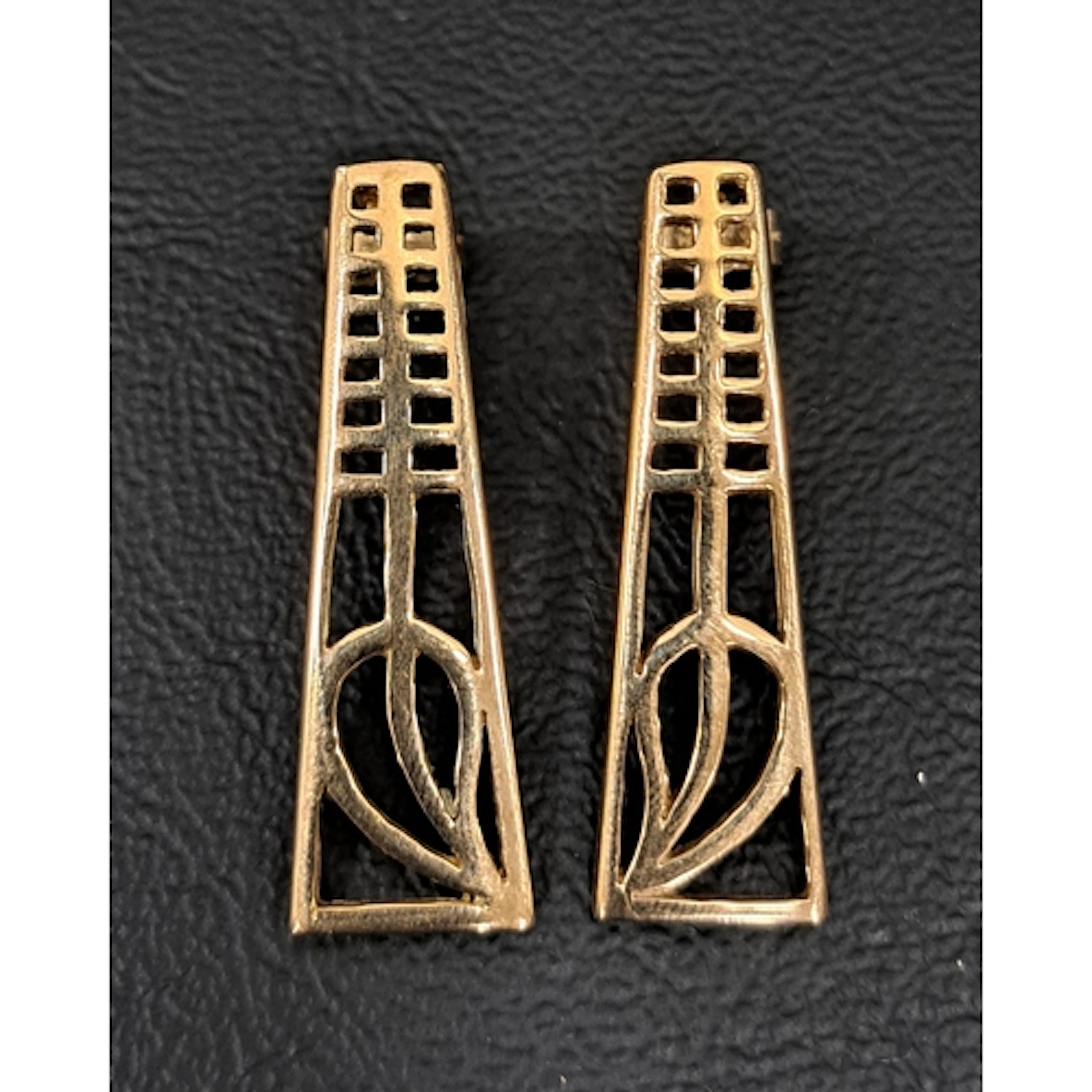 PAIR OF CHARLES RENNIE MACKINTOSH STYLE NINE CARAT GOLD EARR...