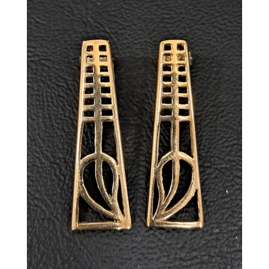 PAIR OF CHARLES RENNIE MACKINTOSH STYLE NINE CARAT GOLD EARR...