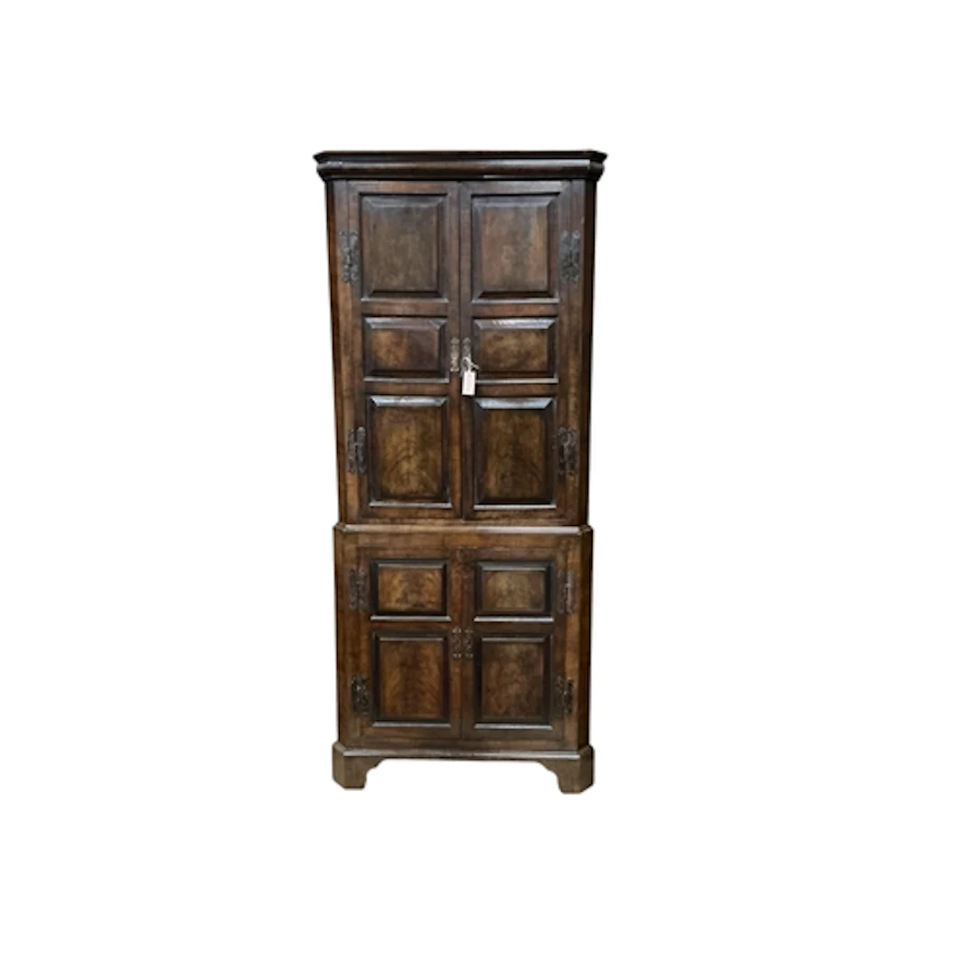 An 18th century style walnut standing corner cabinet, width ...