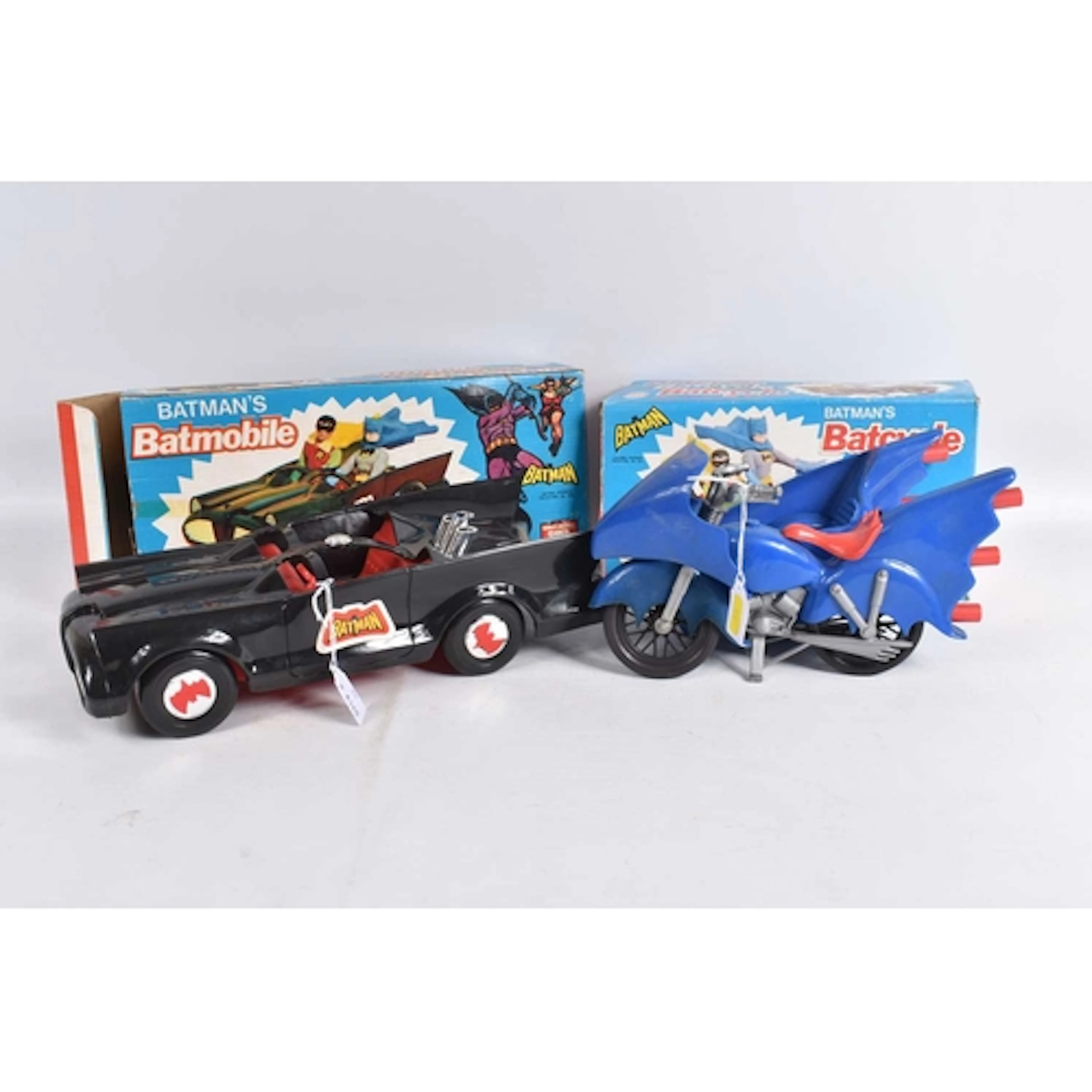 A BOXED 1970'S MEGO PLASTIC BATMOBILE, No.1325, appears larg...