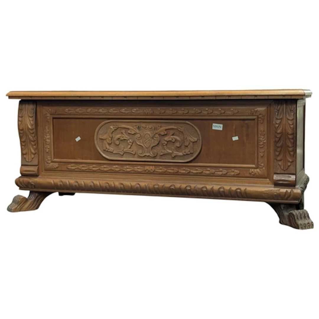 A 20th century American stripped mahogany coffer chest or co...