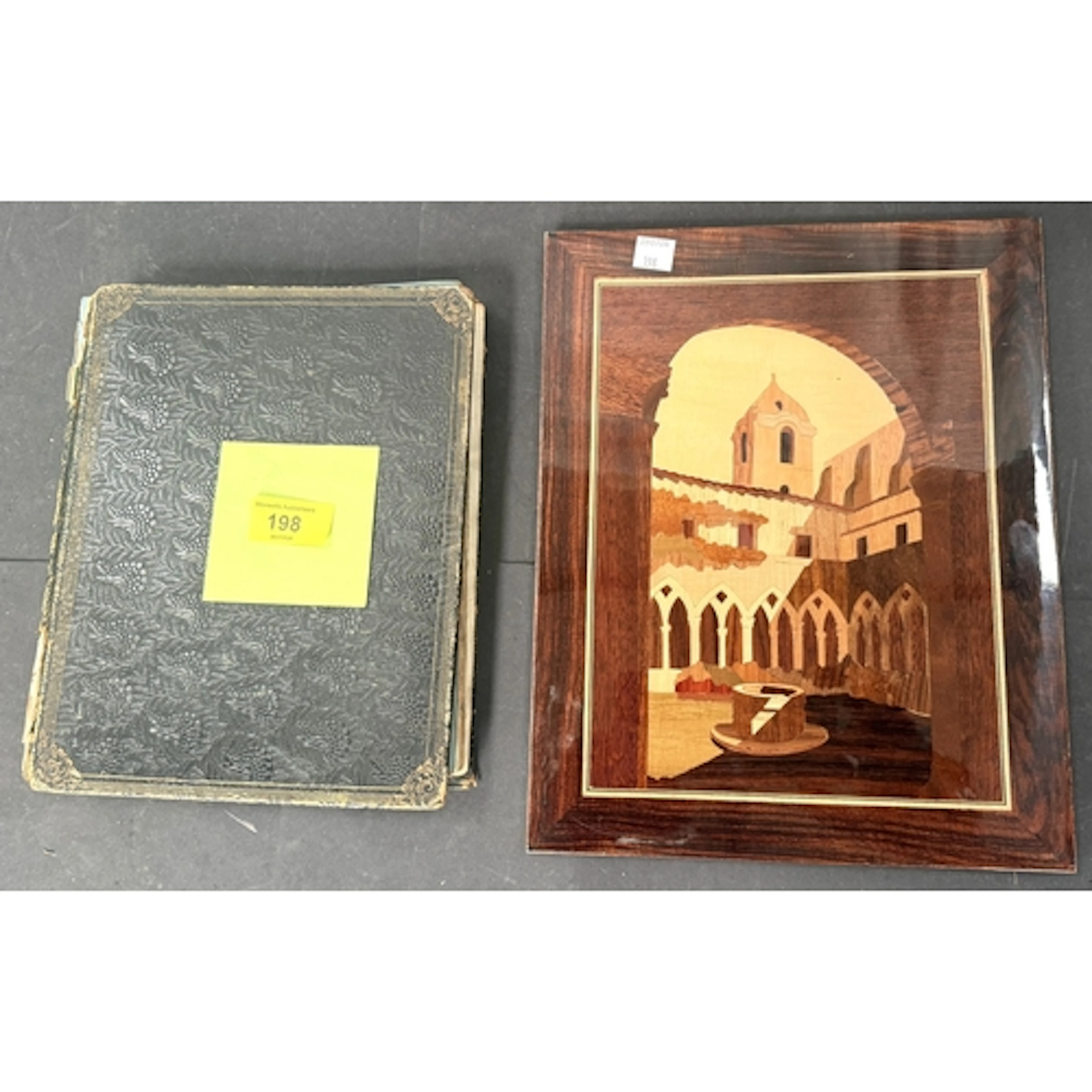 A Victorian leather bound album with text, poems, pictures e...