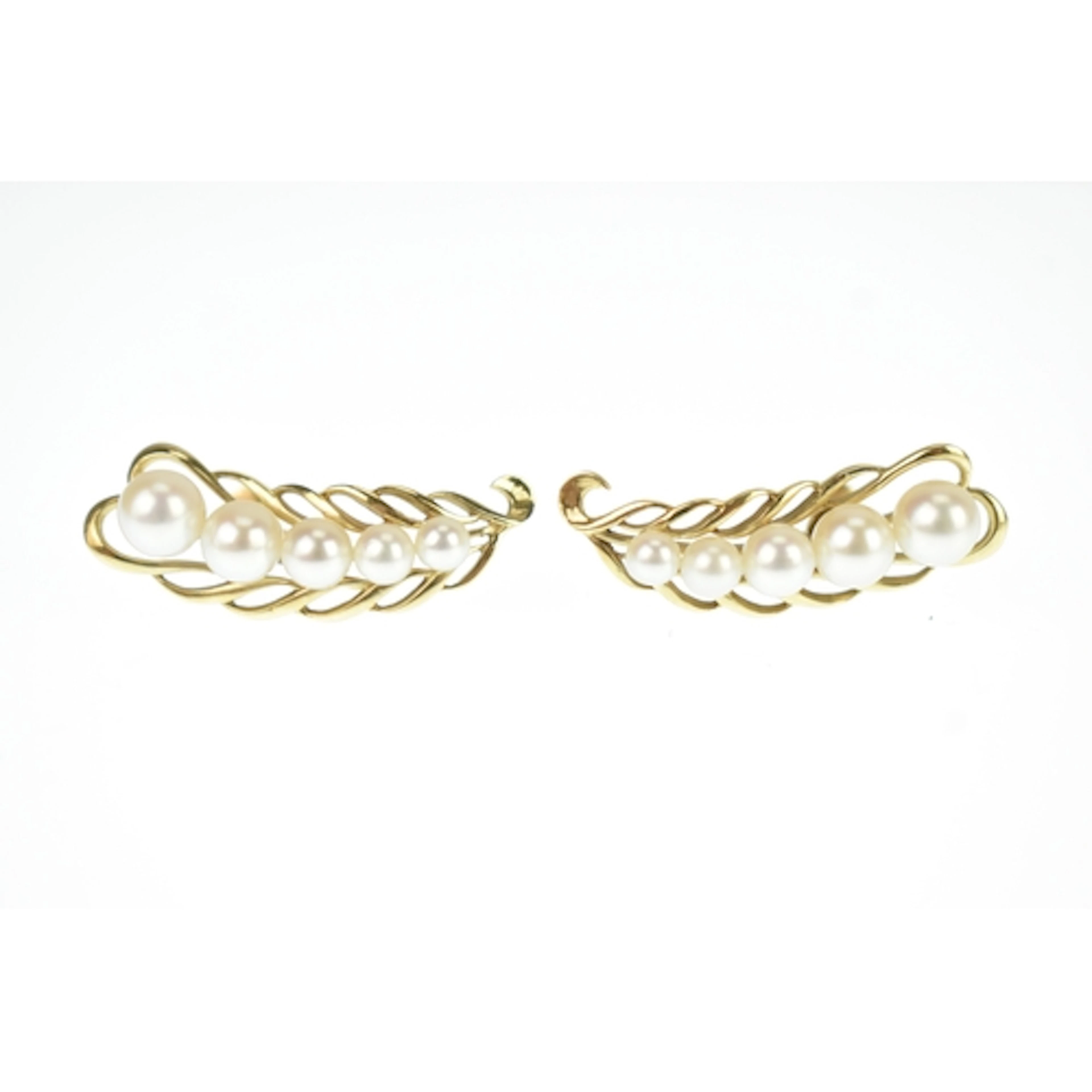 A pair of Mikimoto 14k yellow gold and pearl screw back earr...