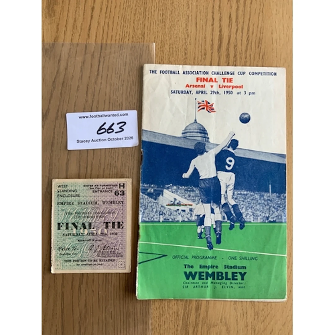 1950 FA Cup Final Programme + Ticket: Arsenal v Liverpool wi...