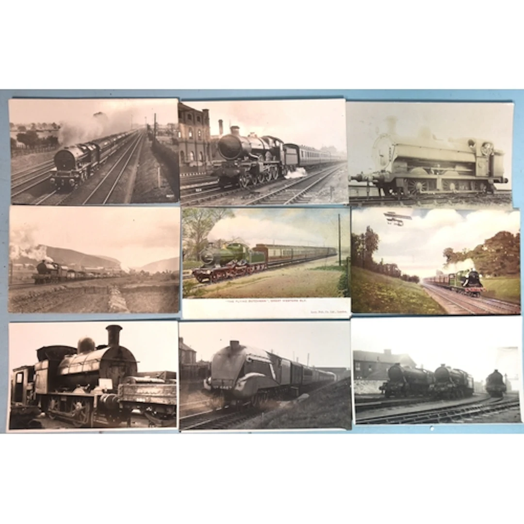Approximately 70 postcards of steam engines, mainly RPs....