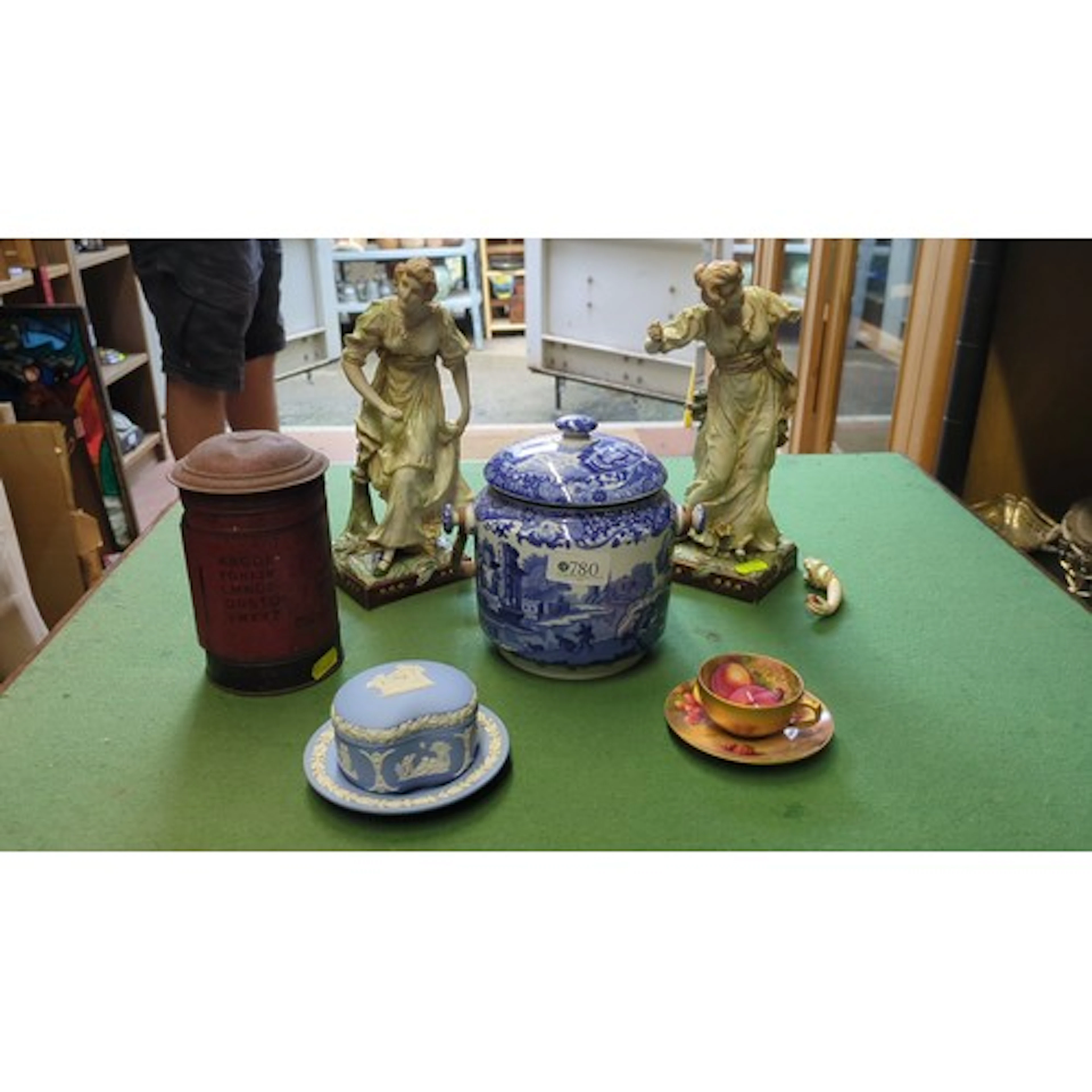 A small mixed decorative lot comprising two Royal Dux-style ...