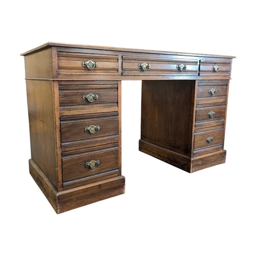 A 20th century Edwardian mahogany twin-pedestal desk. Each p...