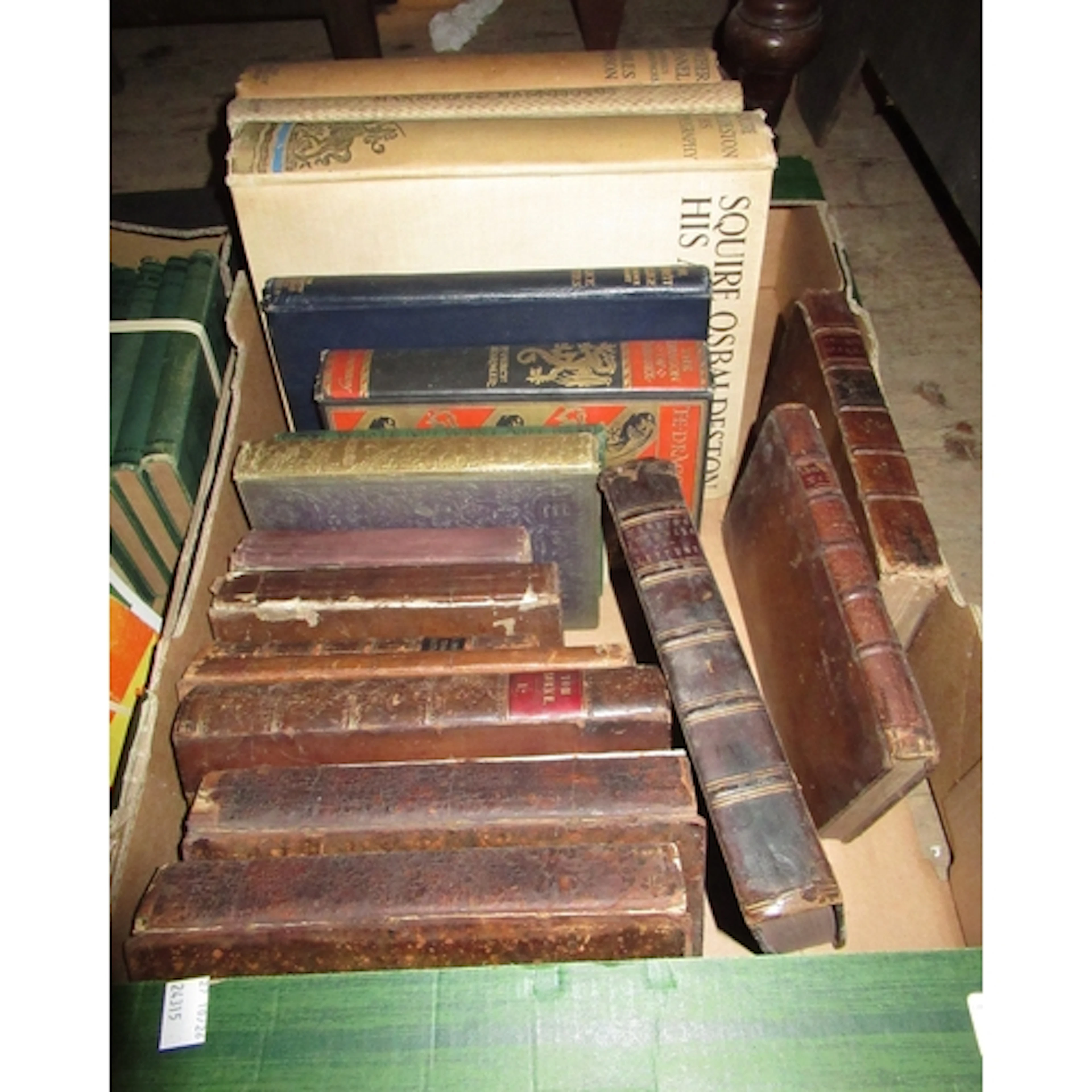 Box containing a quantity of various antique leather and par...