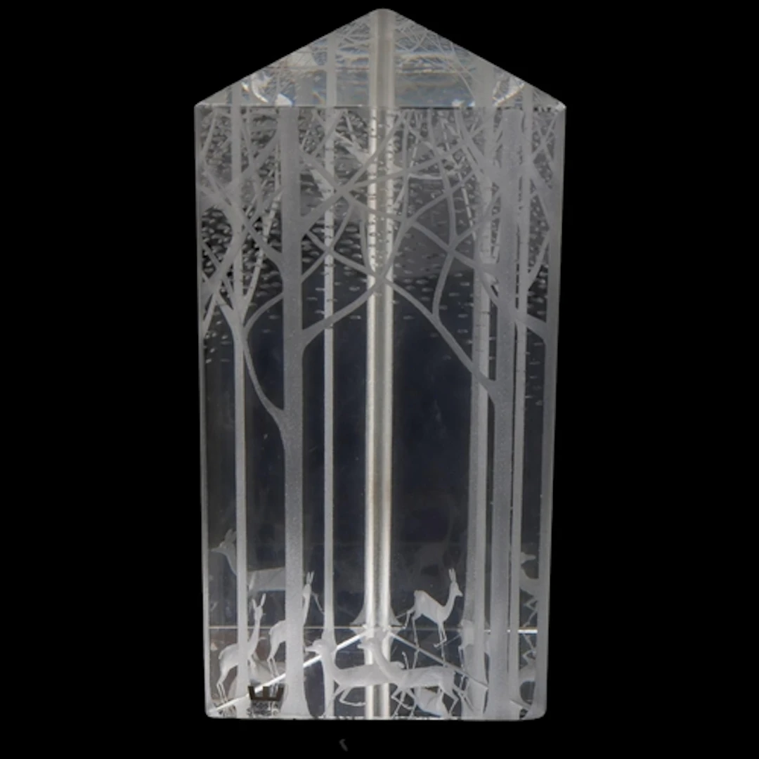 VICKE LINDSTRAND for Kosta (Sweden), a triangular prism in c...