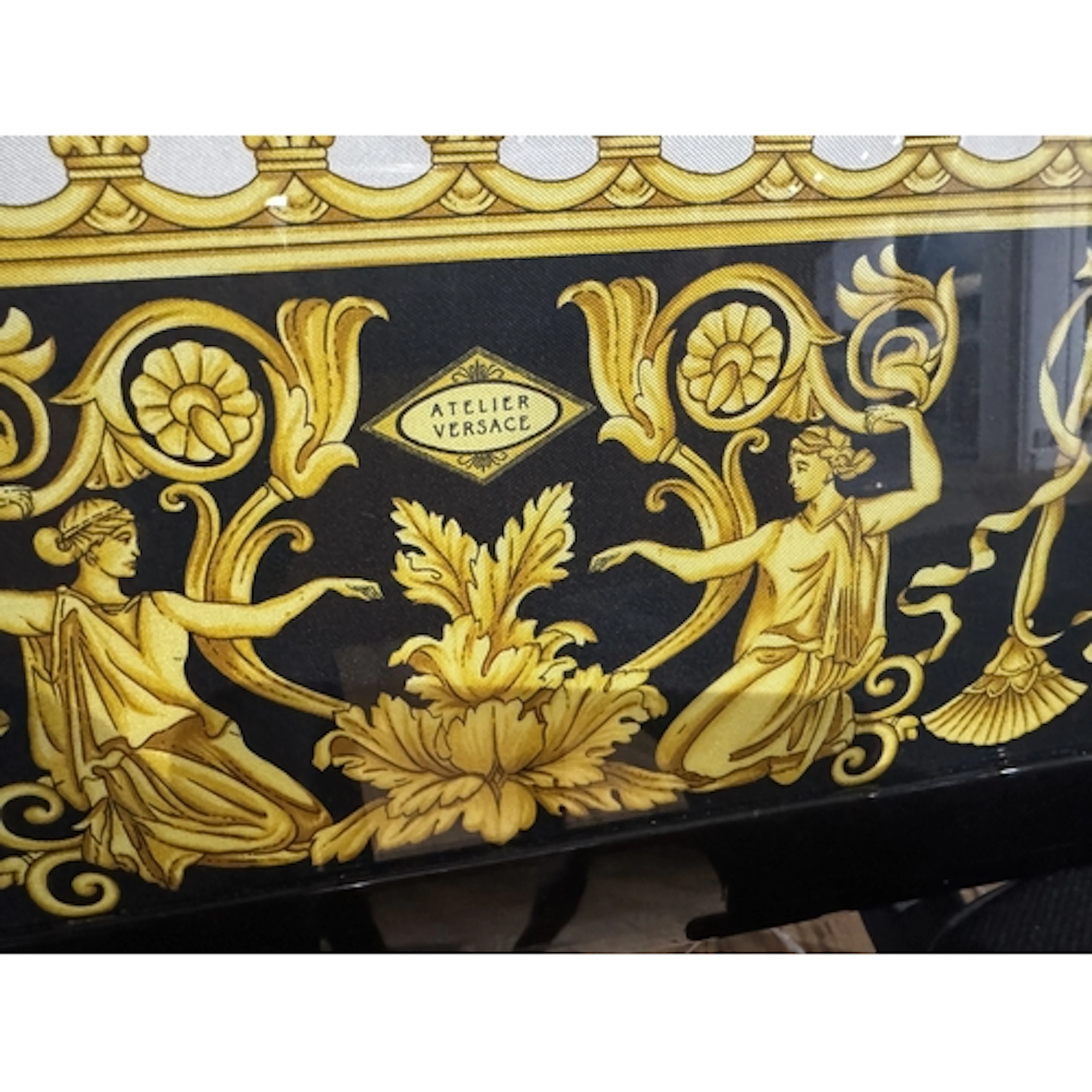 Textiles: a Versace style silk scarf, decorated with a centr...