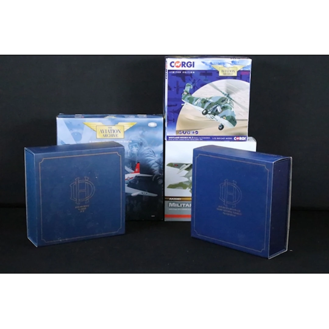 Five boxed diecast model aircraft to include 3 x Corgi Aviat...
