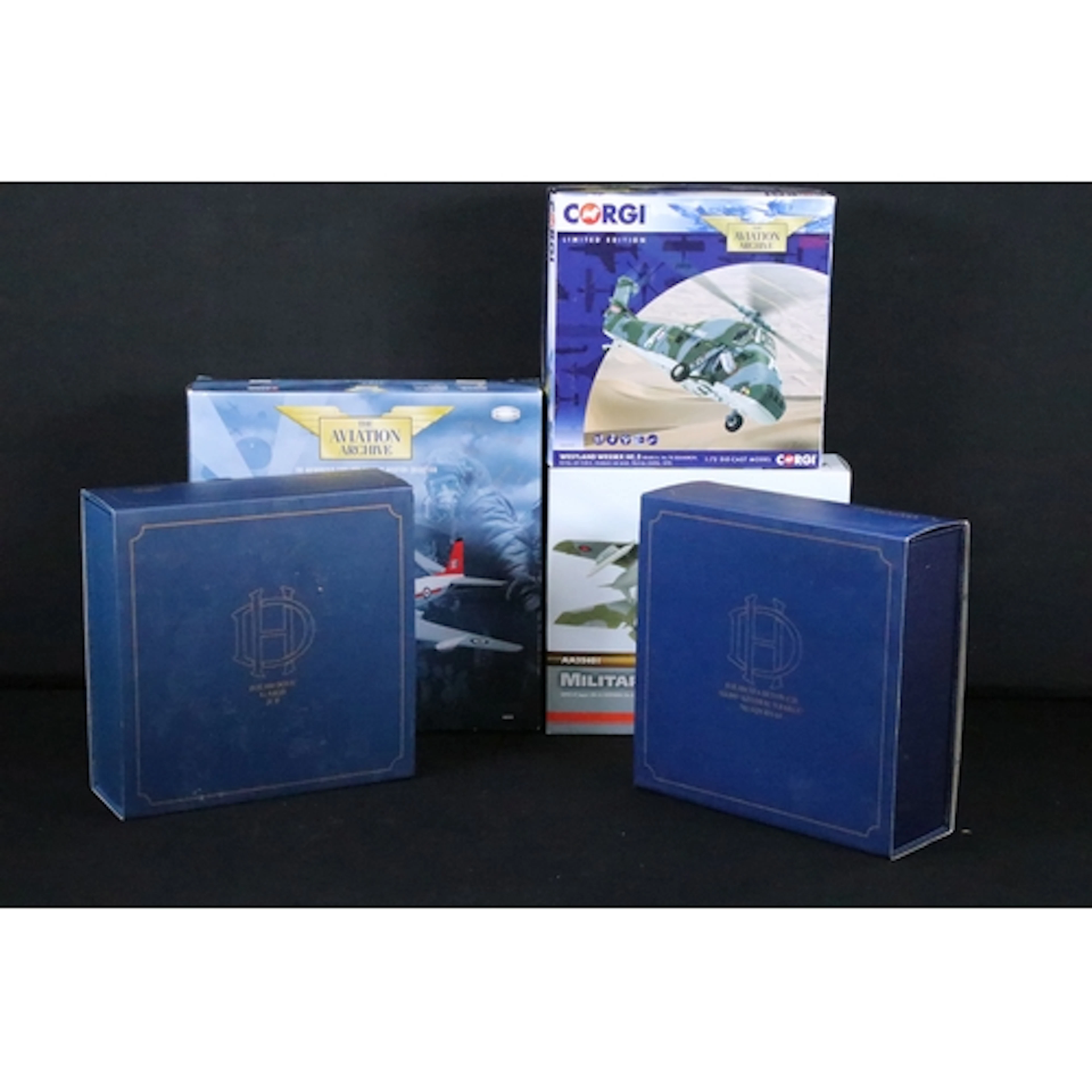 Five boxed diecast model aircraft to include 3 x Corgi Aviat...