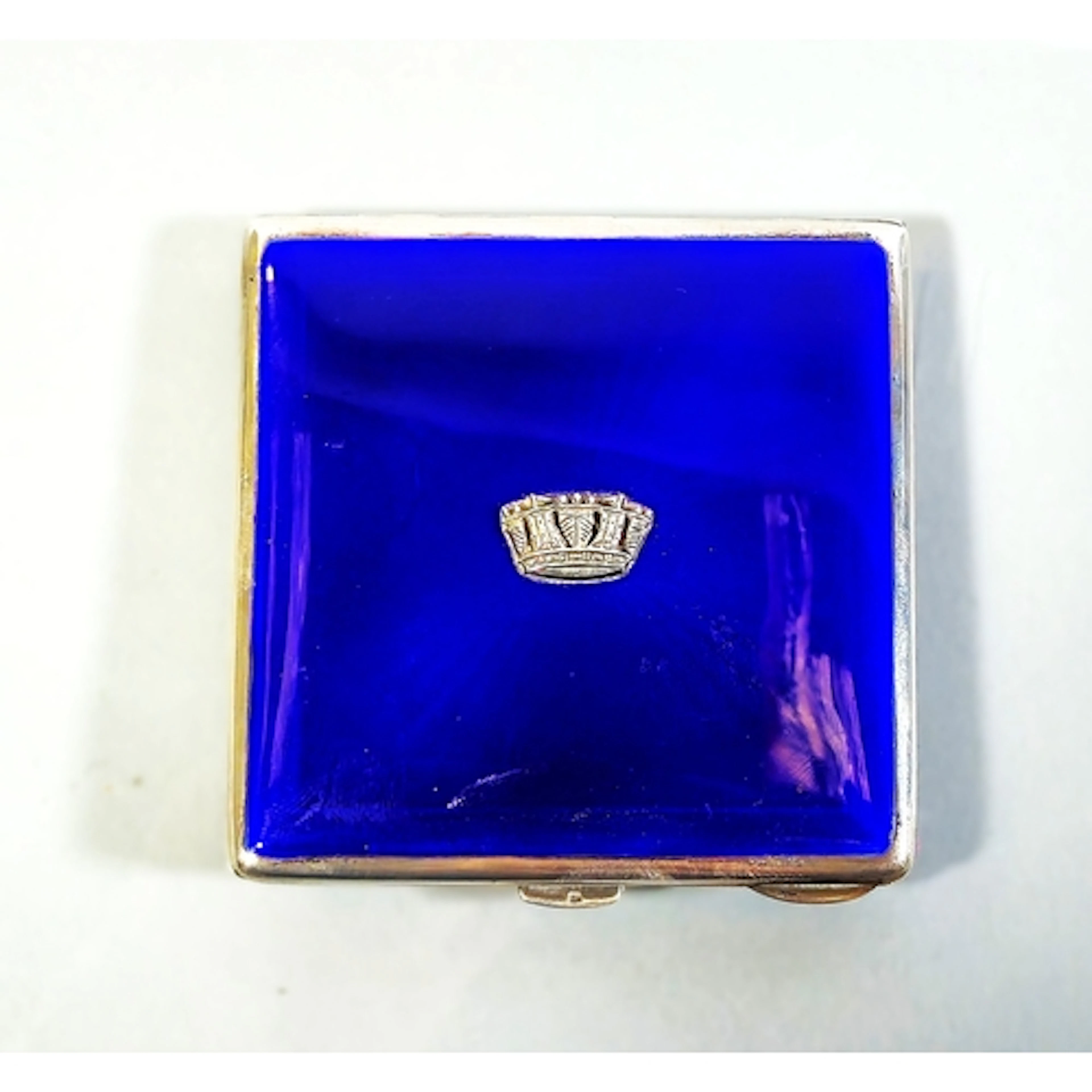 Silver engine turned and blue guilloche enamel Royal Navy sw...