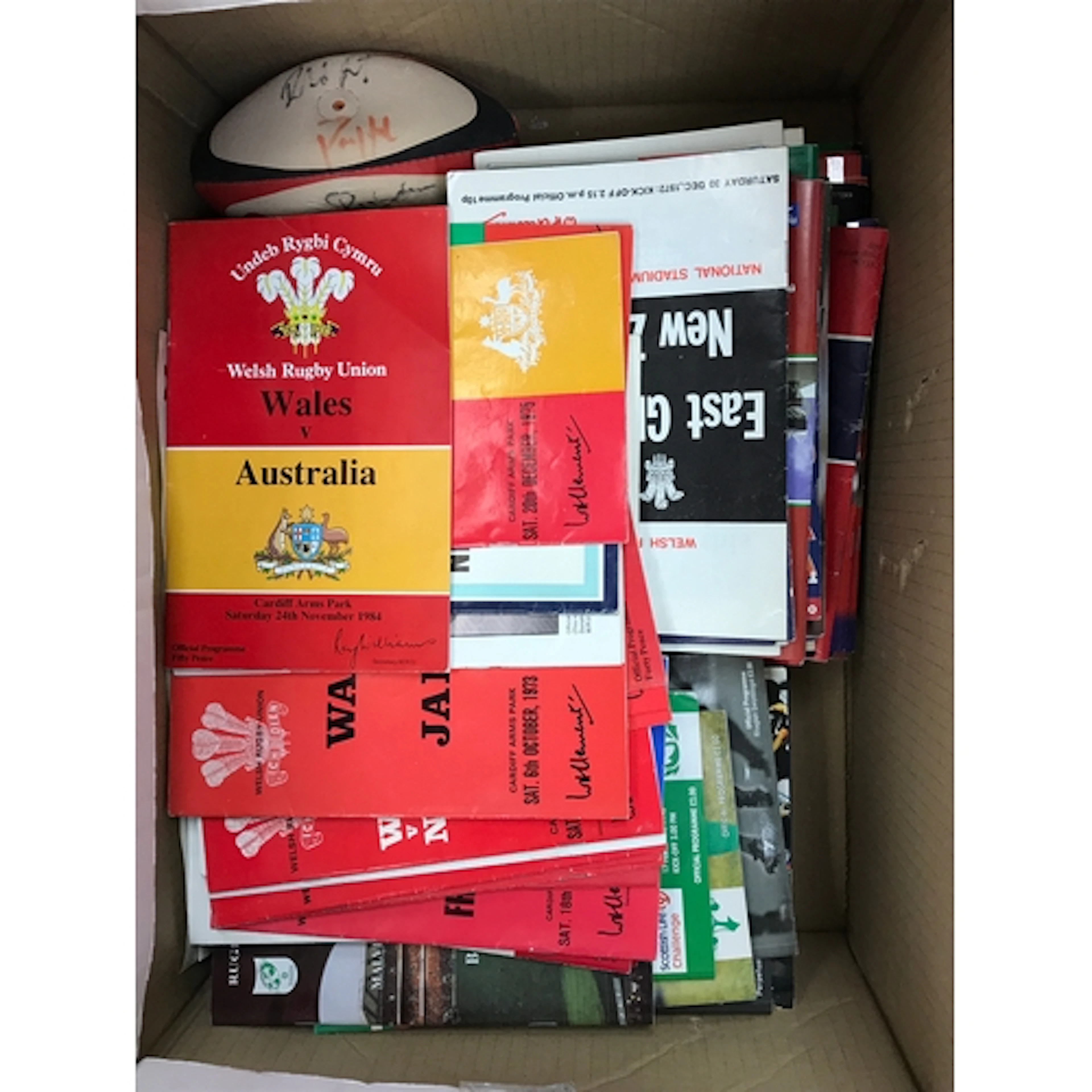 A collection of 135 rugby Union programmes , mainly wales ho...