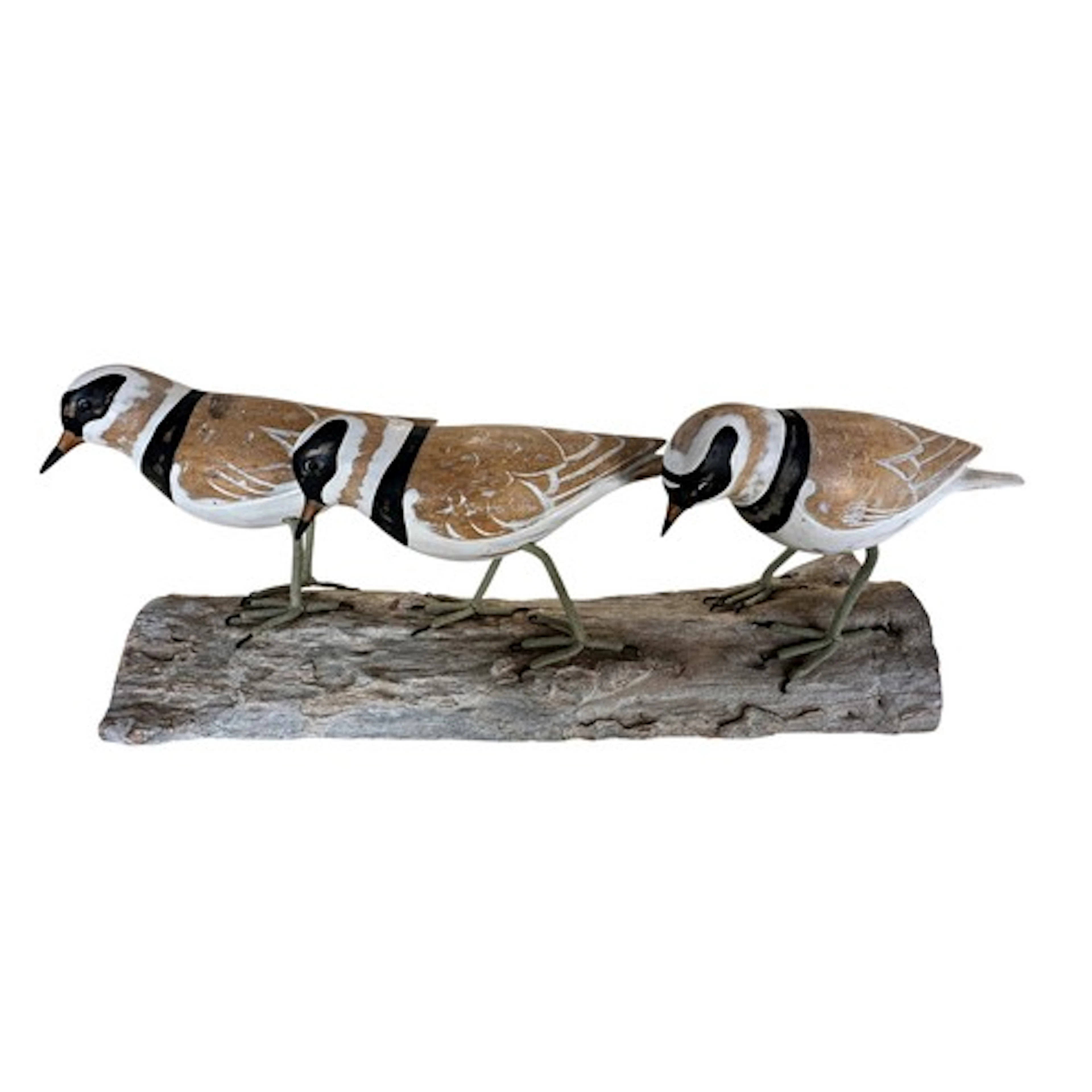 A contemporary carved and painted wood 'bird' group, A to ba...