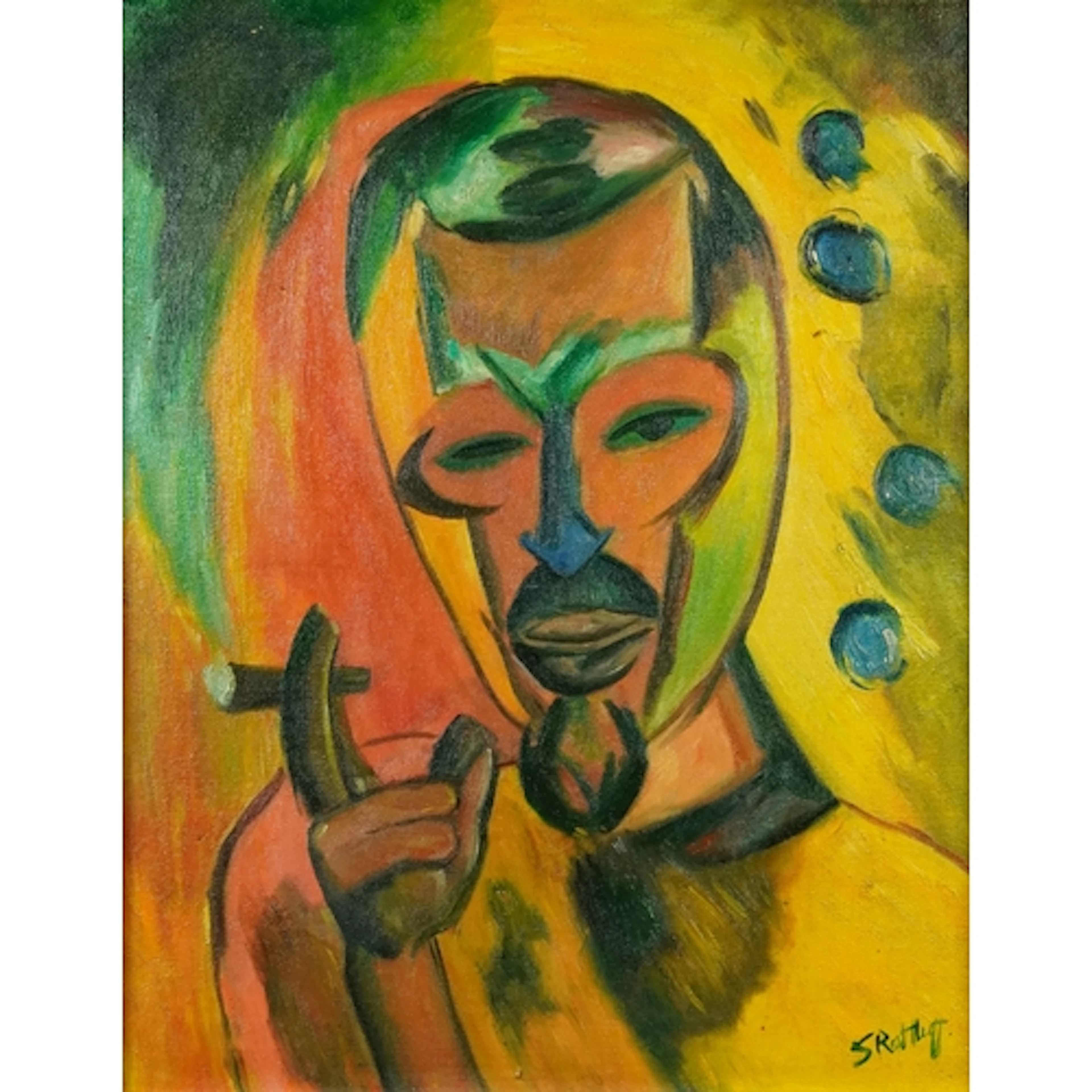 Manner of Karl Schmidt-Rottluff - Self portrait with cigar, ...