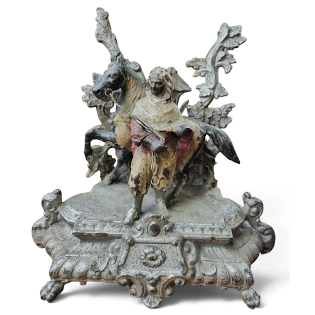 An antique Spelter Figure of a Middle Eastern or African hor...