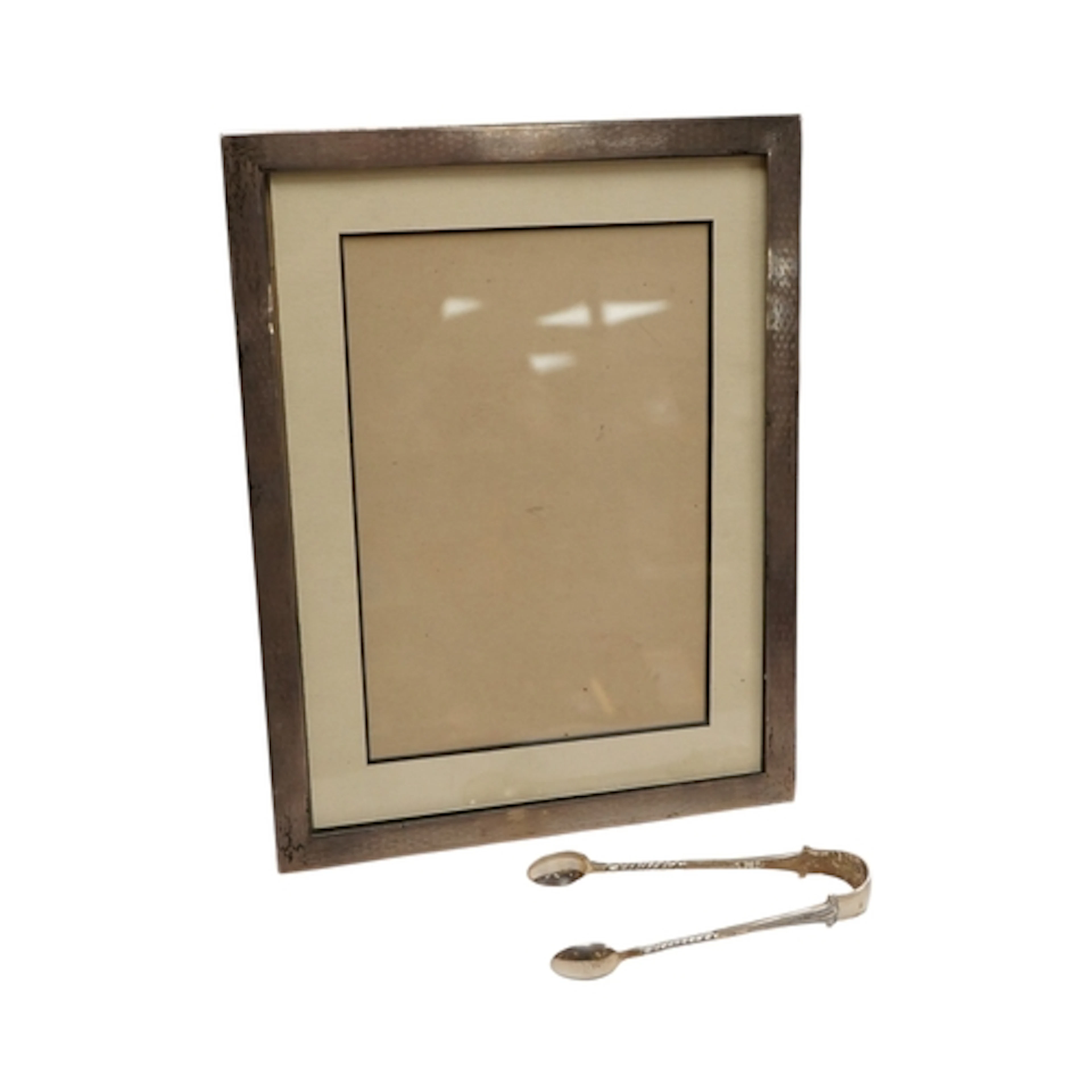 A George V engine turned silver mounted rectangular photogra...