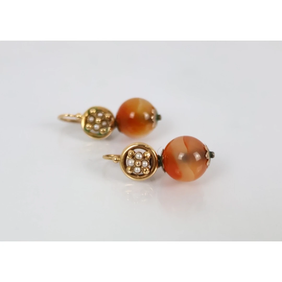 A pair of 19th century ‘day and night’ earrings, the removea...