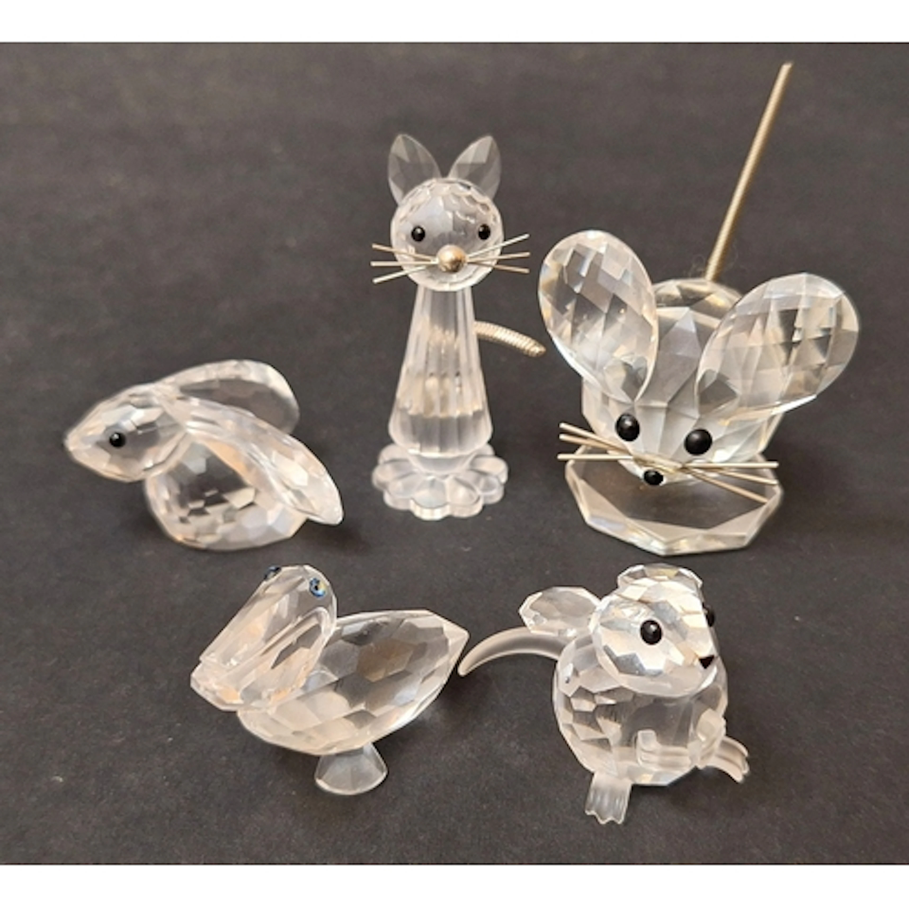 5 Swarovski Crystal Figurines incl. 2 mice, no. 832722 & 628...