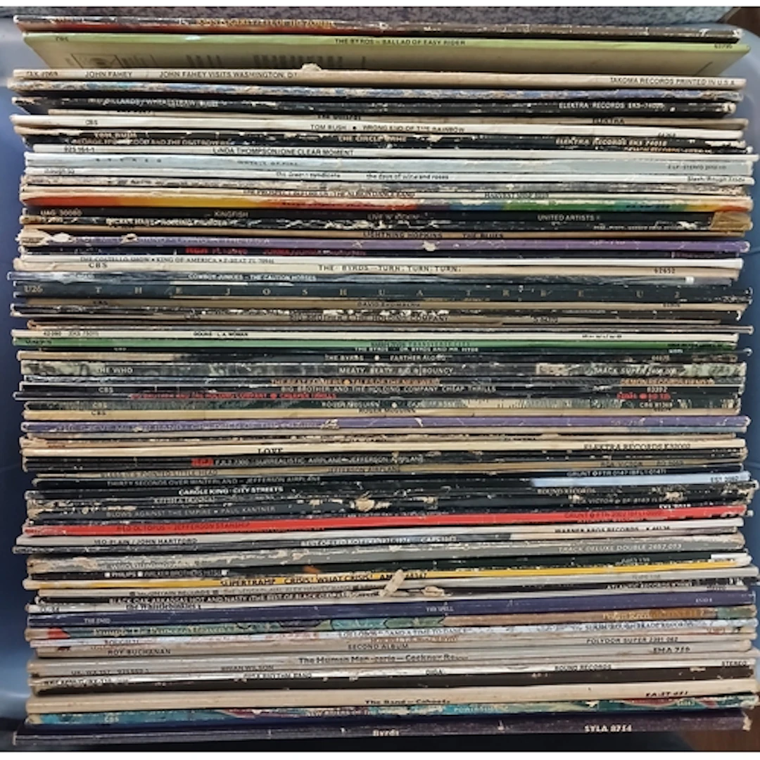 A box of approx. 72 LPs, mainly rock, circa 1970s.