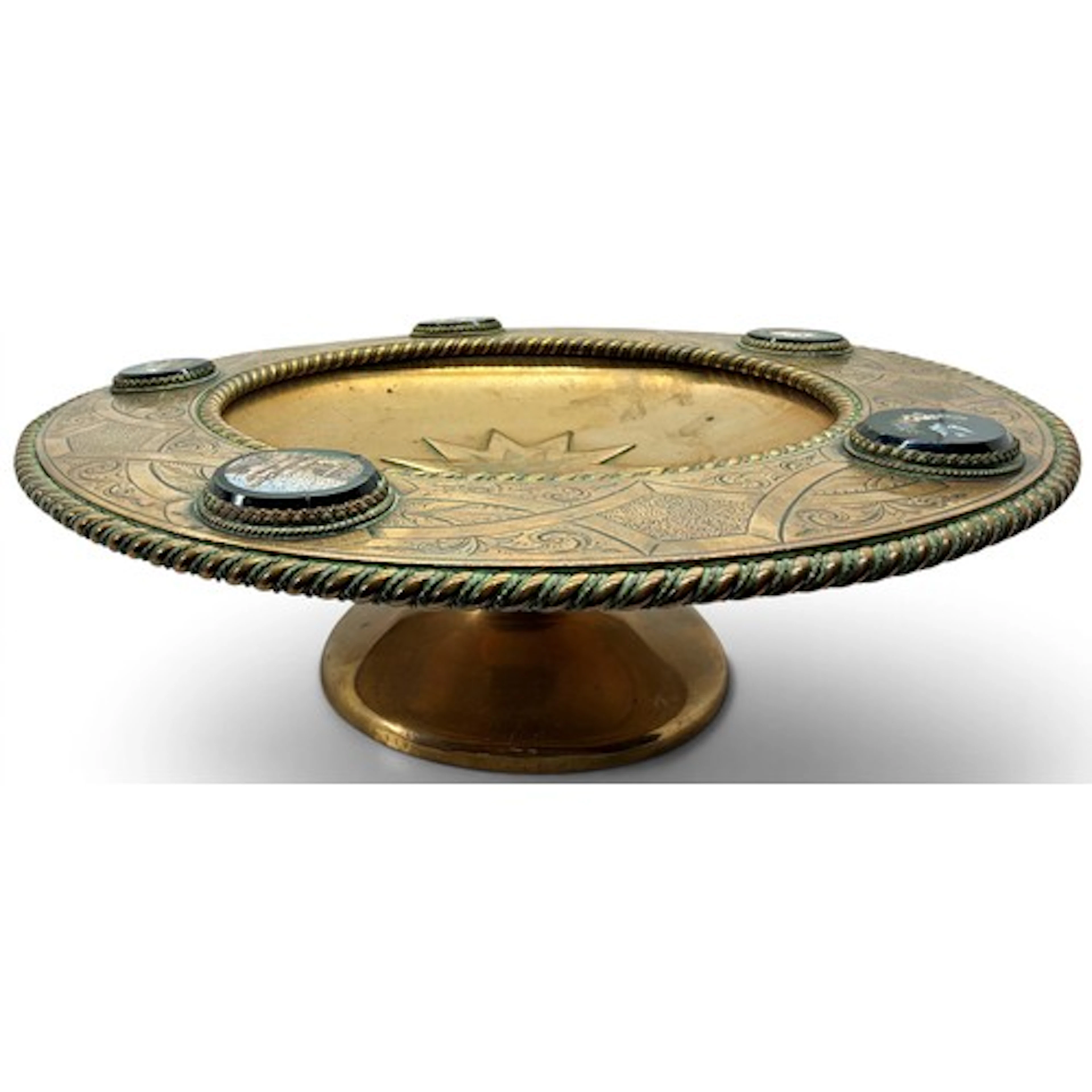 A 19th century Grand Tour bronze tazza, the engraved border ...