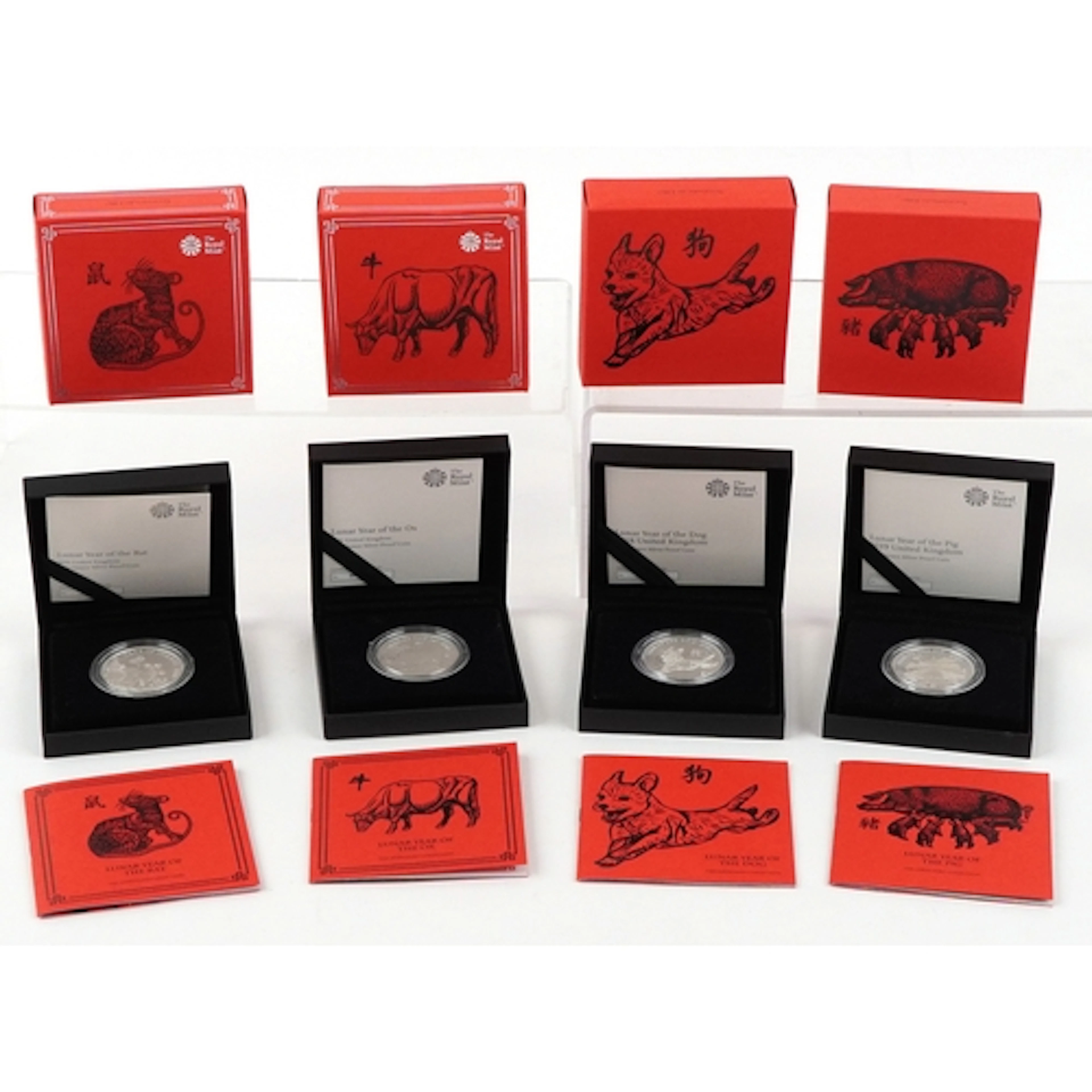 Four Royal Mint Chinese Lunar Year silver proof one ounce co...