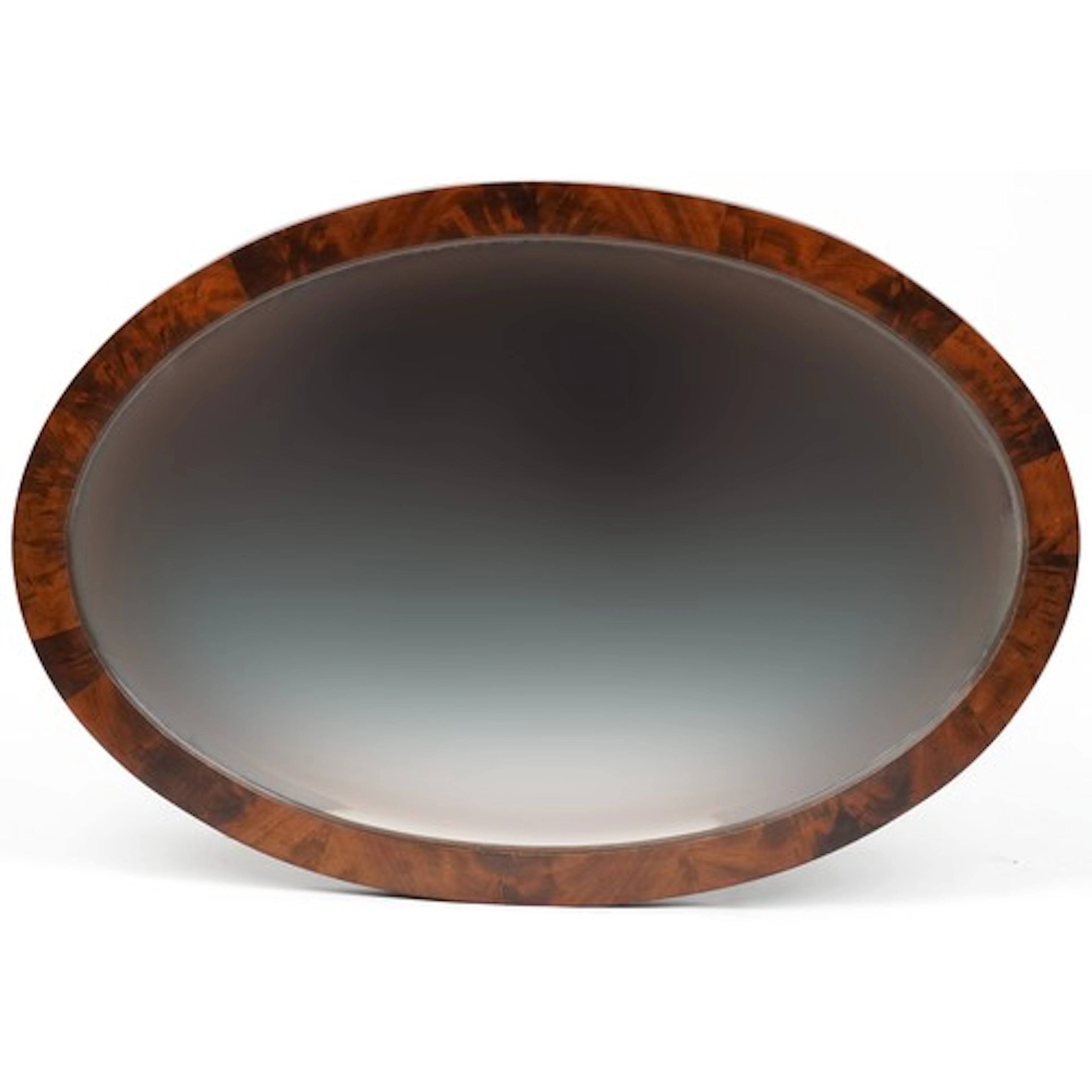 Edwardian mahogany oval wall mirror with bevelled glass, 81c...