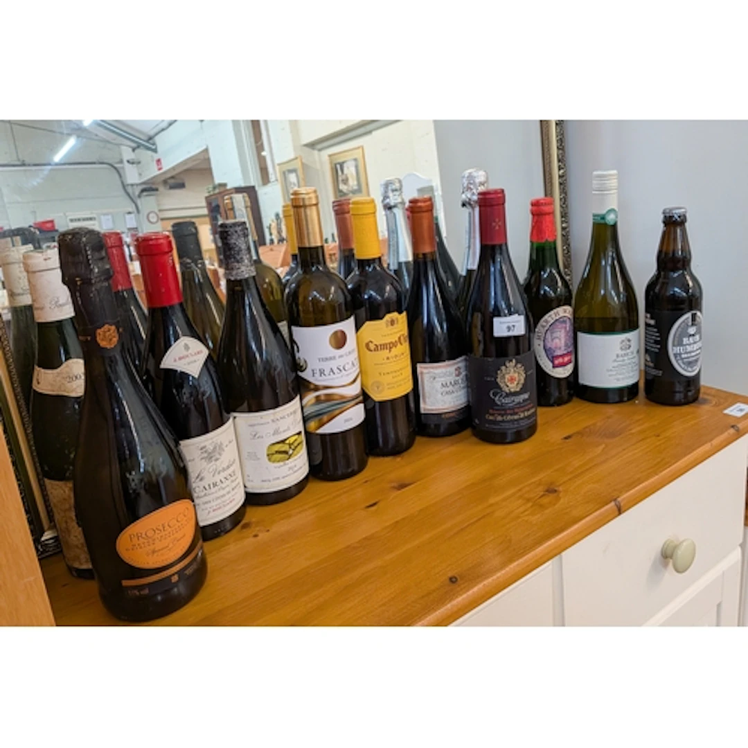 Twelve assorted bottles of wines etc