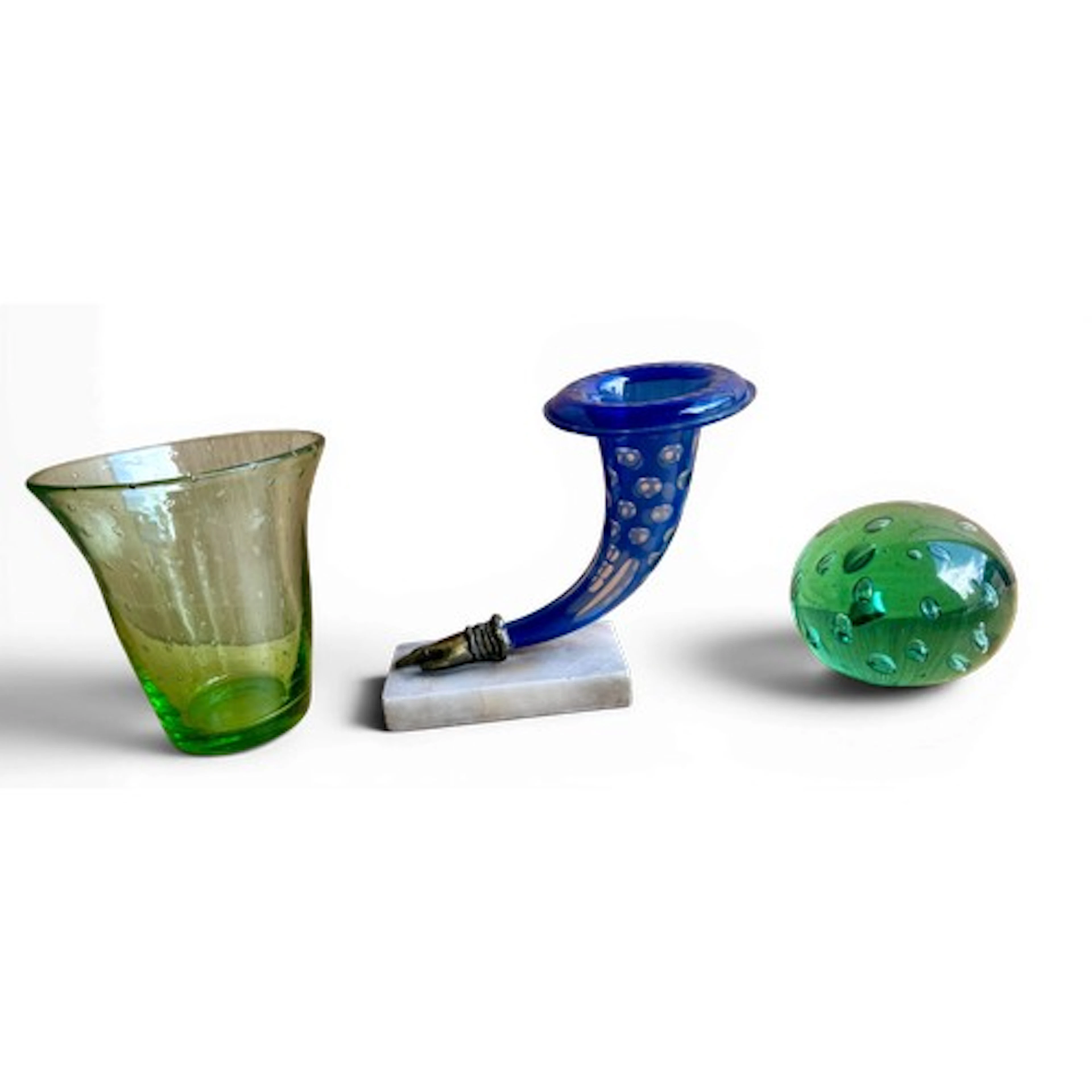 Glass to include a 19thC glass dump paperweight, blue glass ...