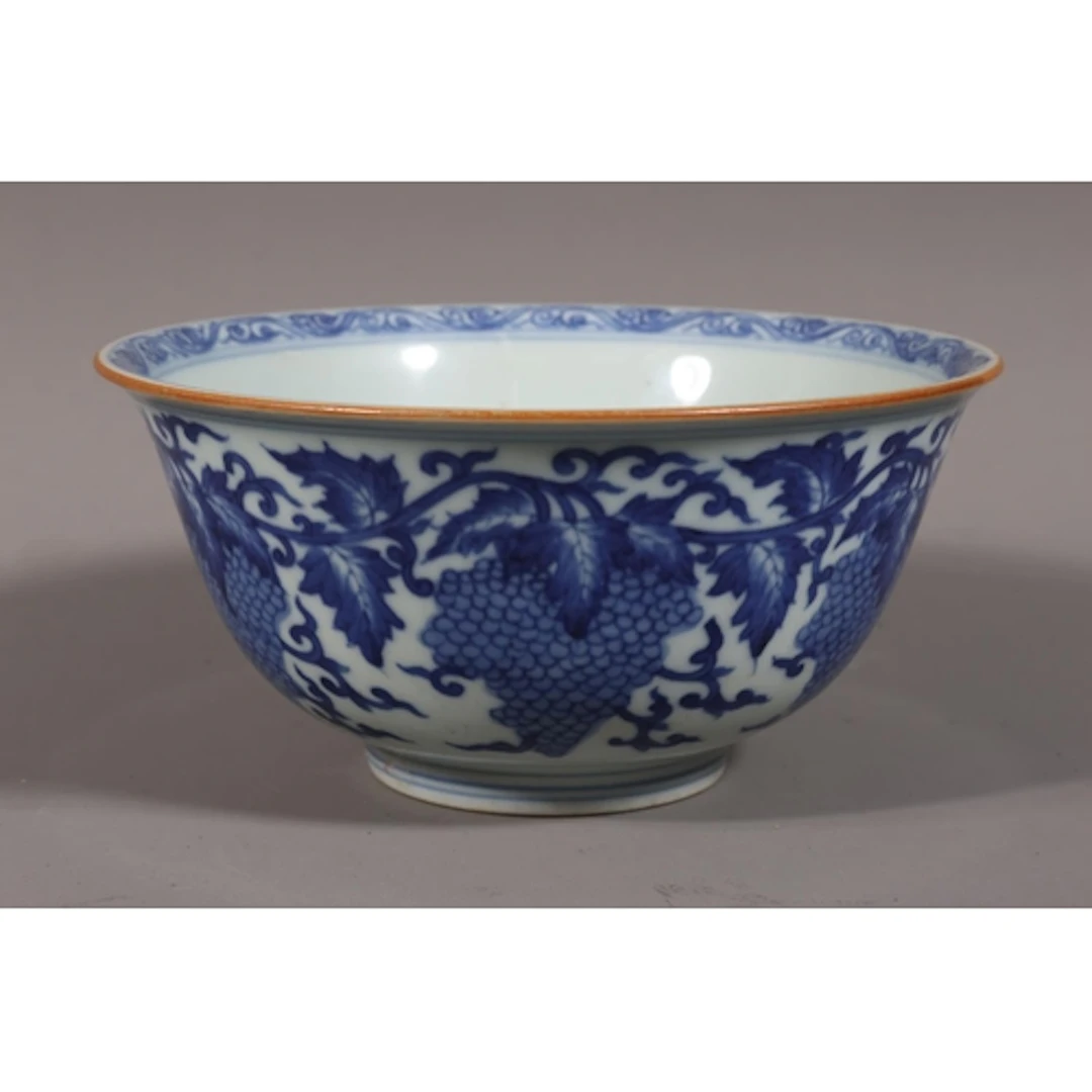 Chinese blue and white porcelain bowl decorated with fruitin...