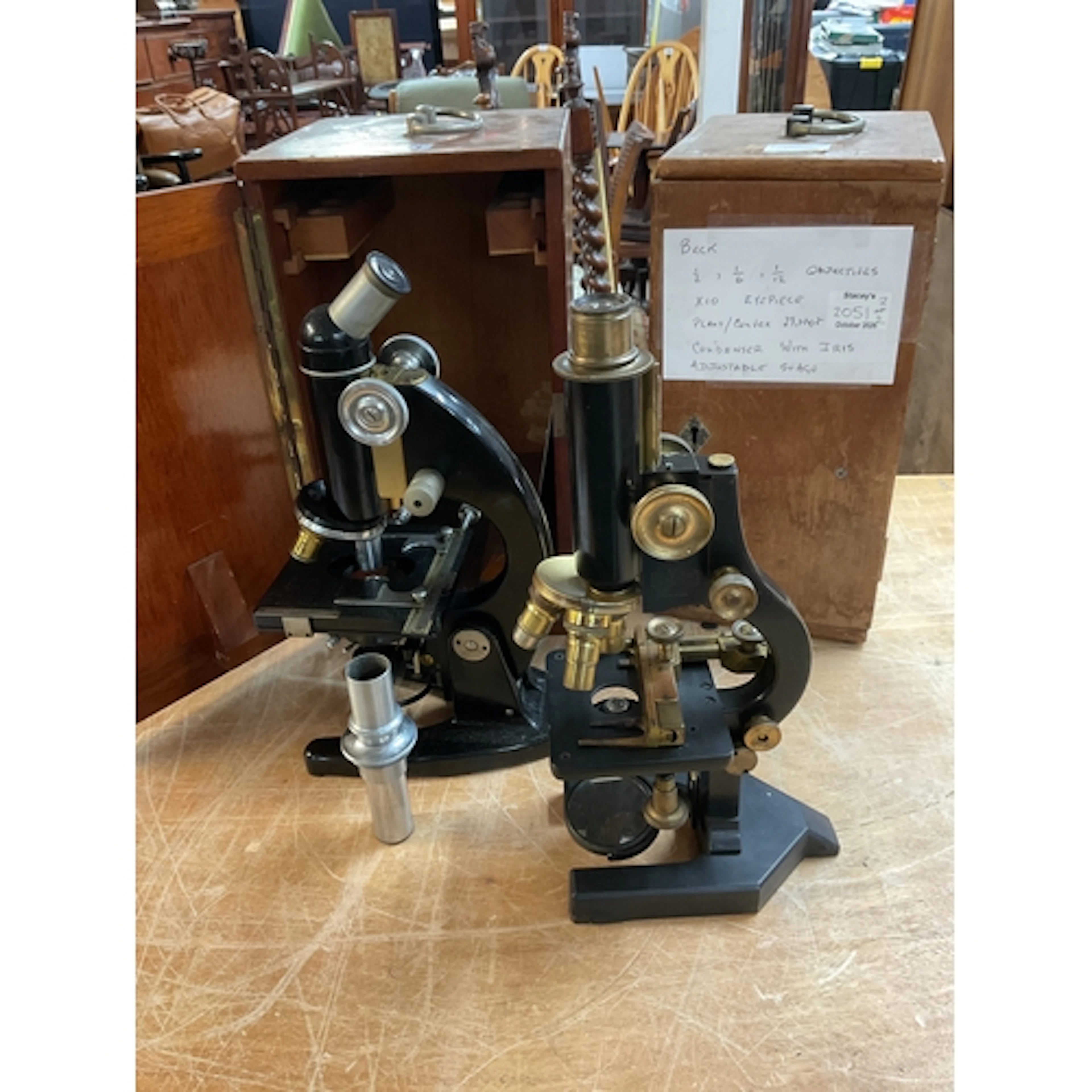 Boxed C Baker microscope model 33590 and boxed Beck Standard...