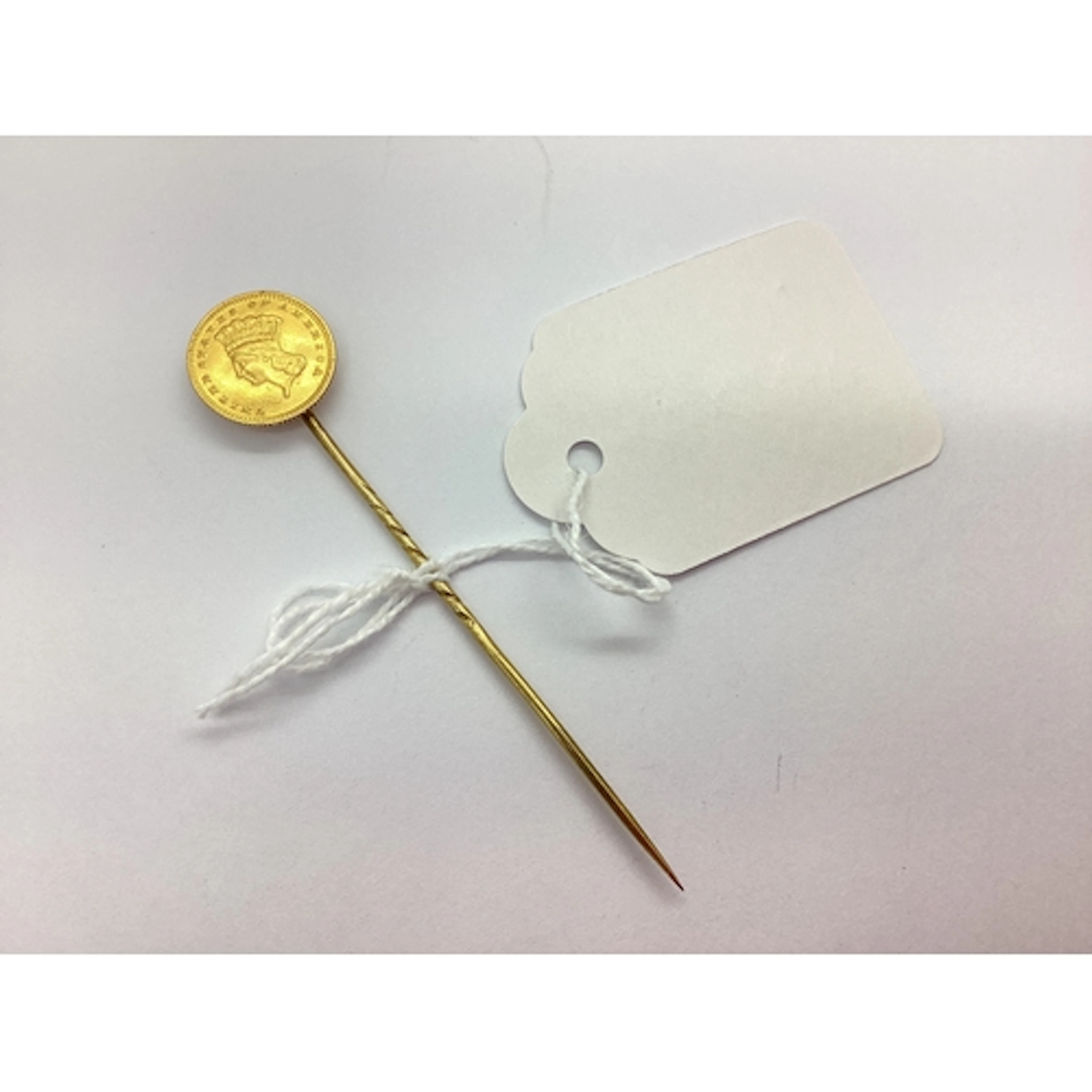 XIX Century USA "Indian Head" One Dollar Mounted Stick Pin, ...