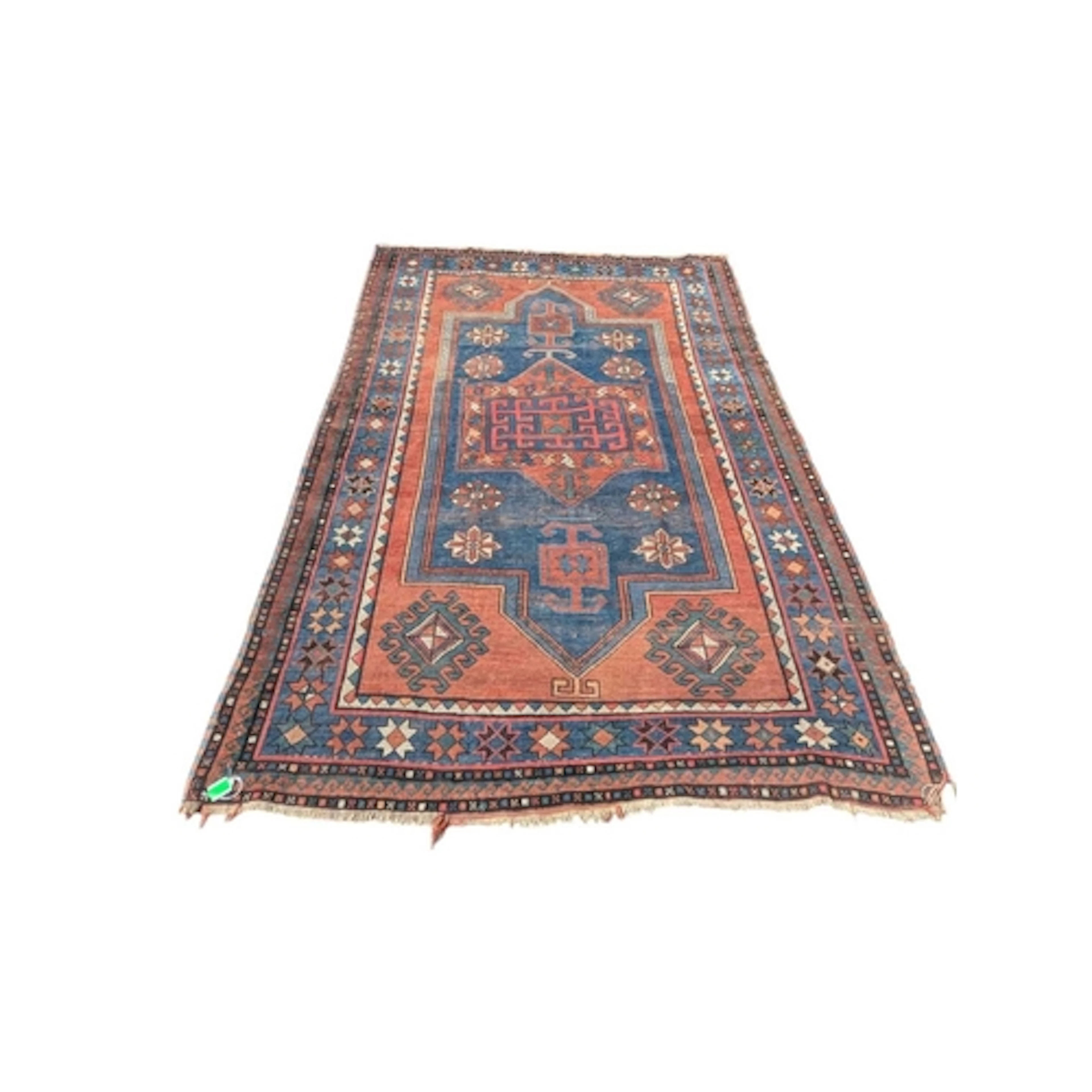 A Persian Kazak hand woven wool floor carpet rug. The rug ha...