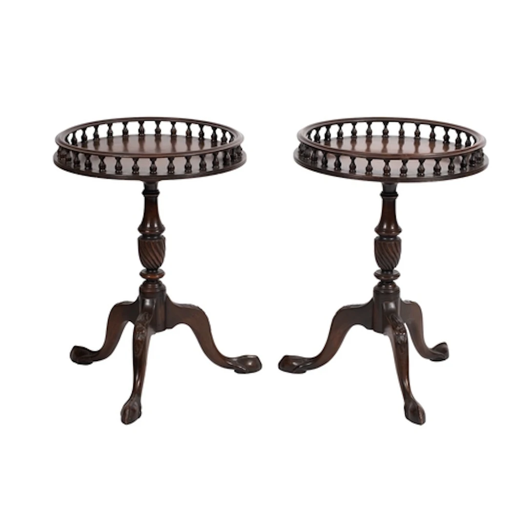 A pair of mahogany tripod stands in George III style, early ...