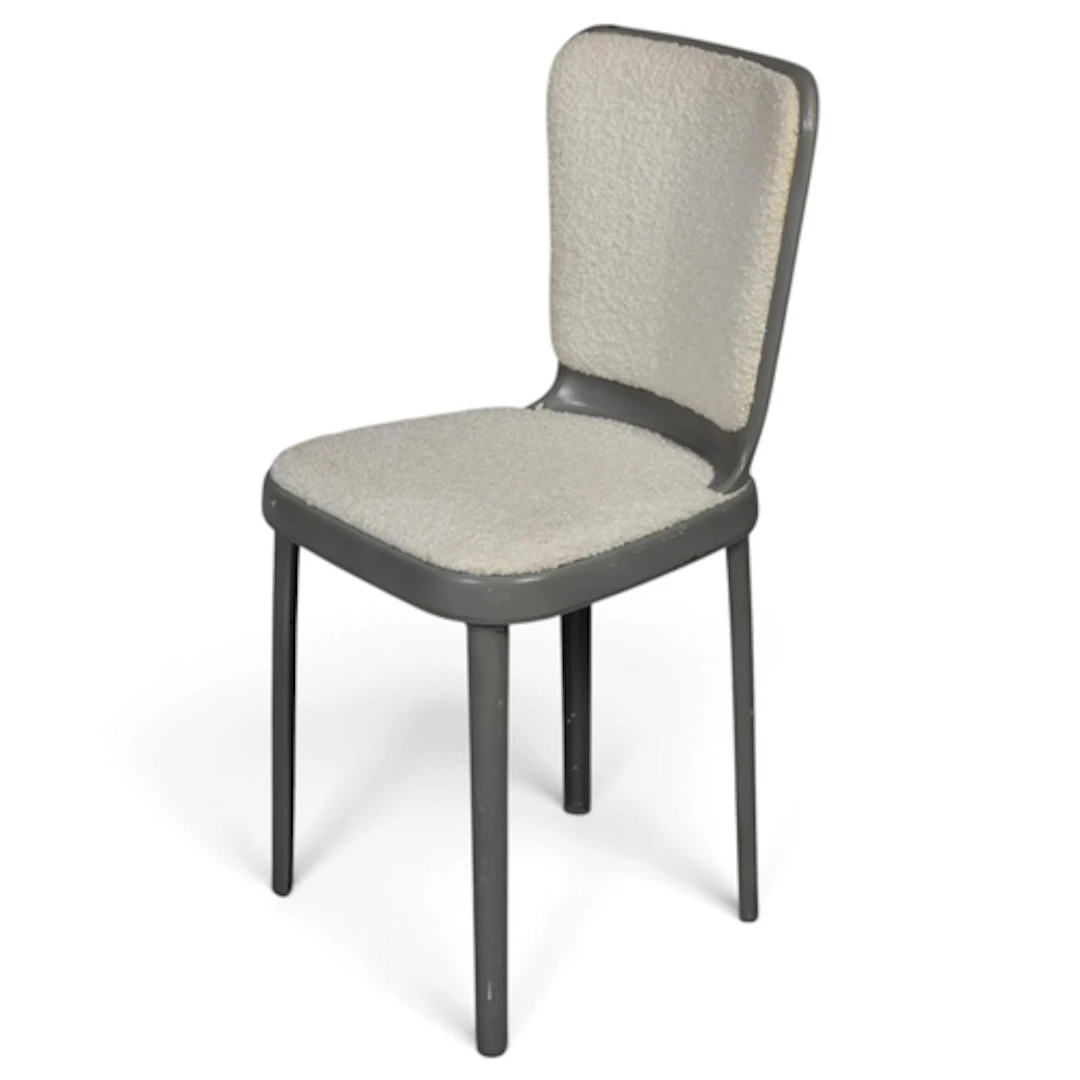A 1940s/50s' aircraft aluminium chair with later wool covere...