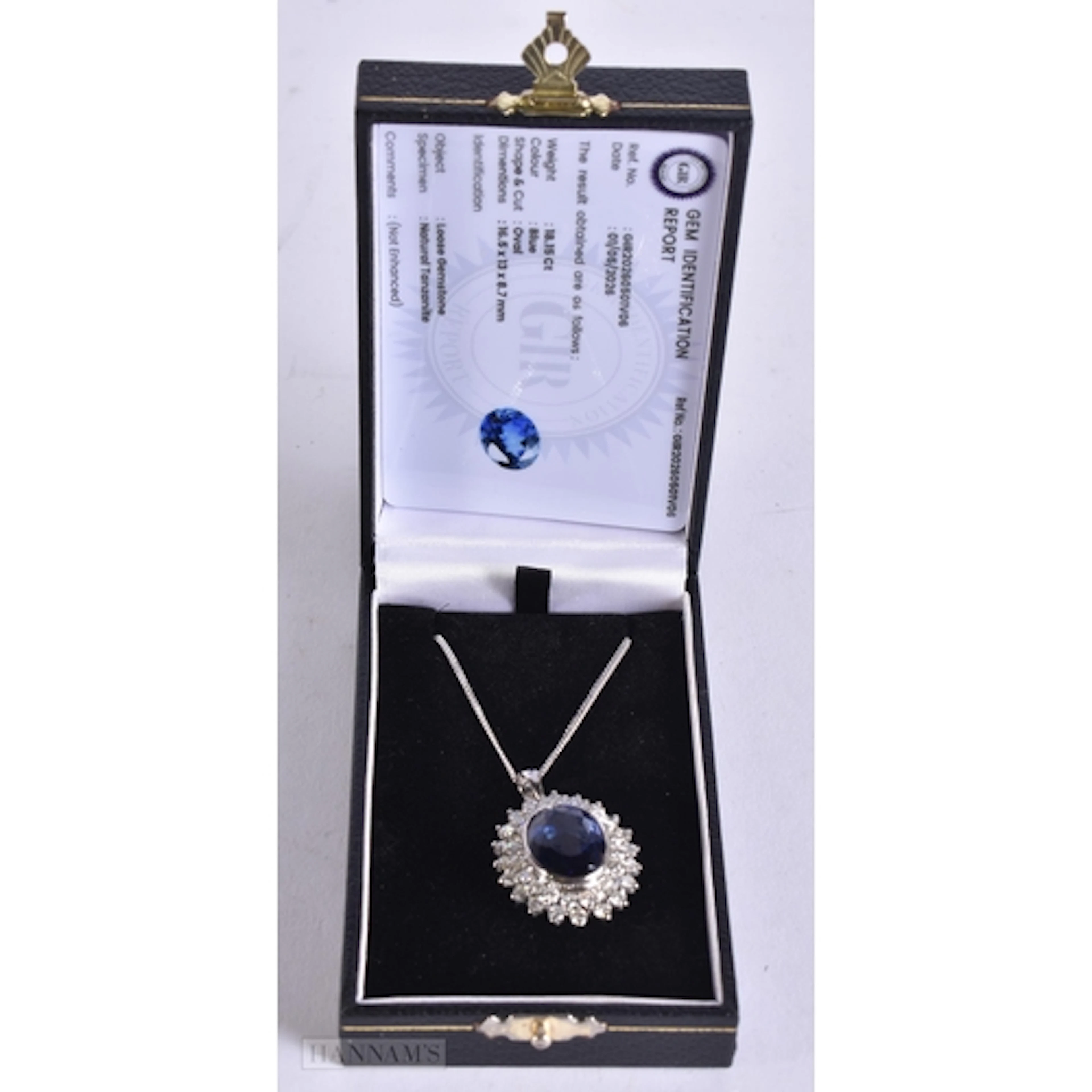 An 18 Carat White Gold Necklace with a Tanzanite Pendant wit...