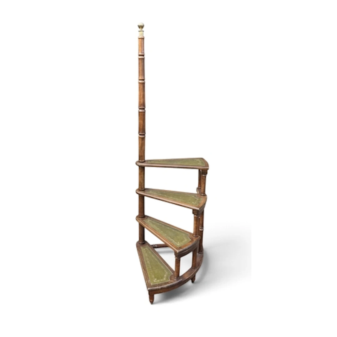 A LARGE FLIGHT OF REGENCY STYLE LIBRARY STEPS Reproduction, ...