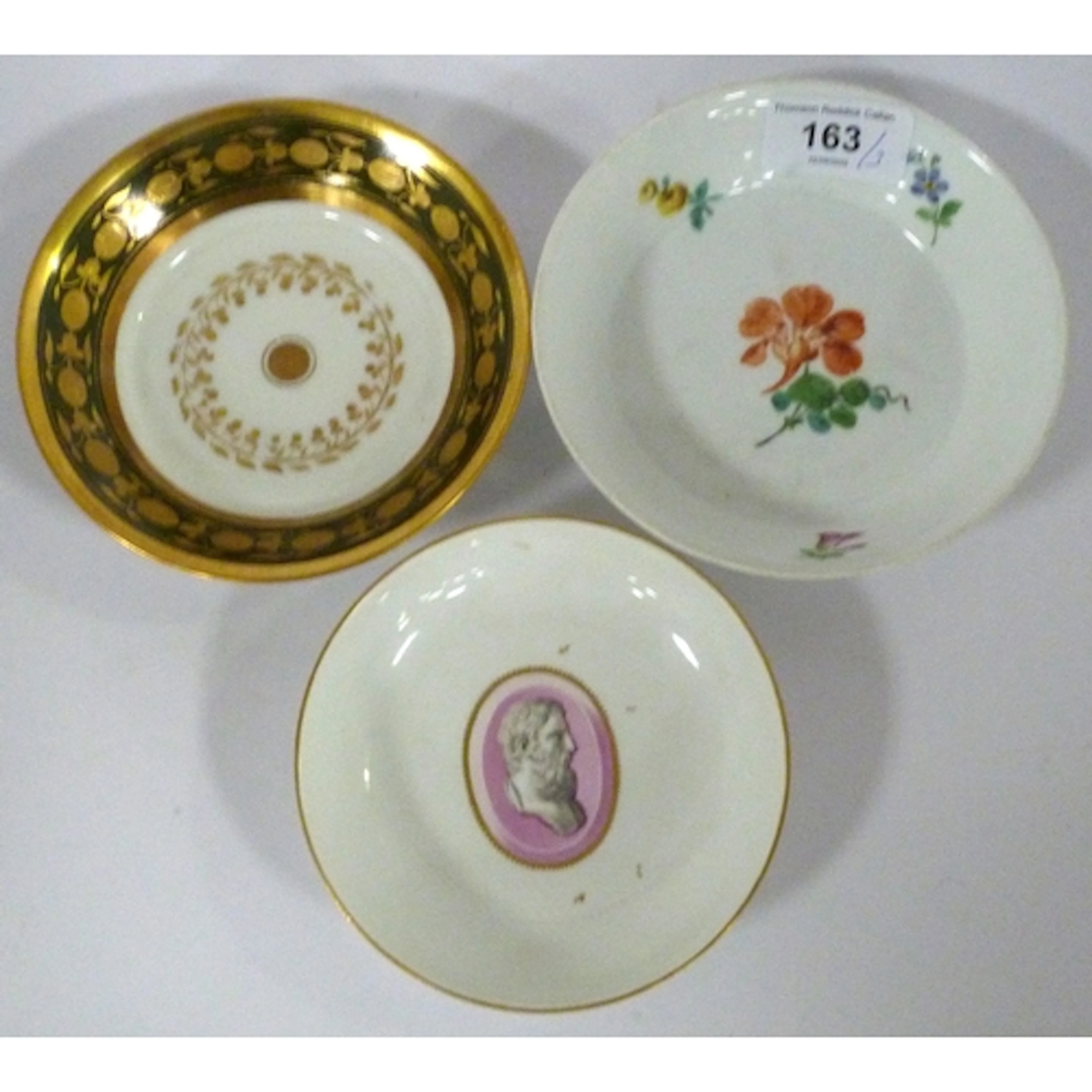 Vienna porcelain saucer featuring Classical bust to the cent...