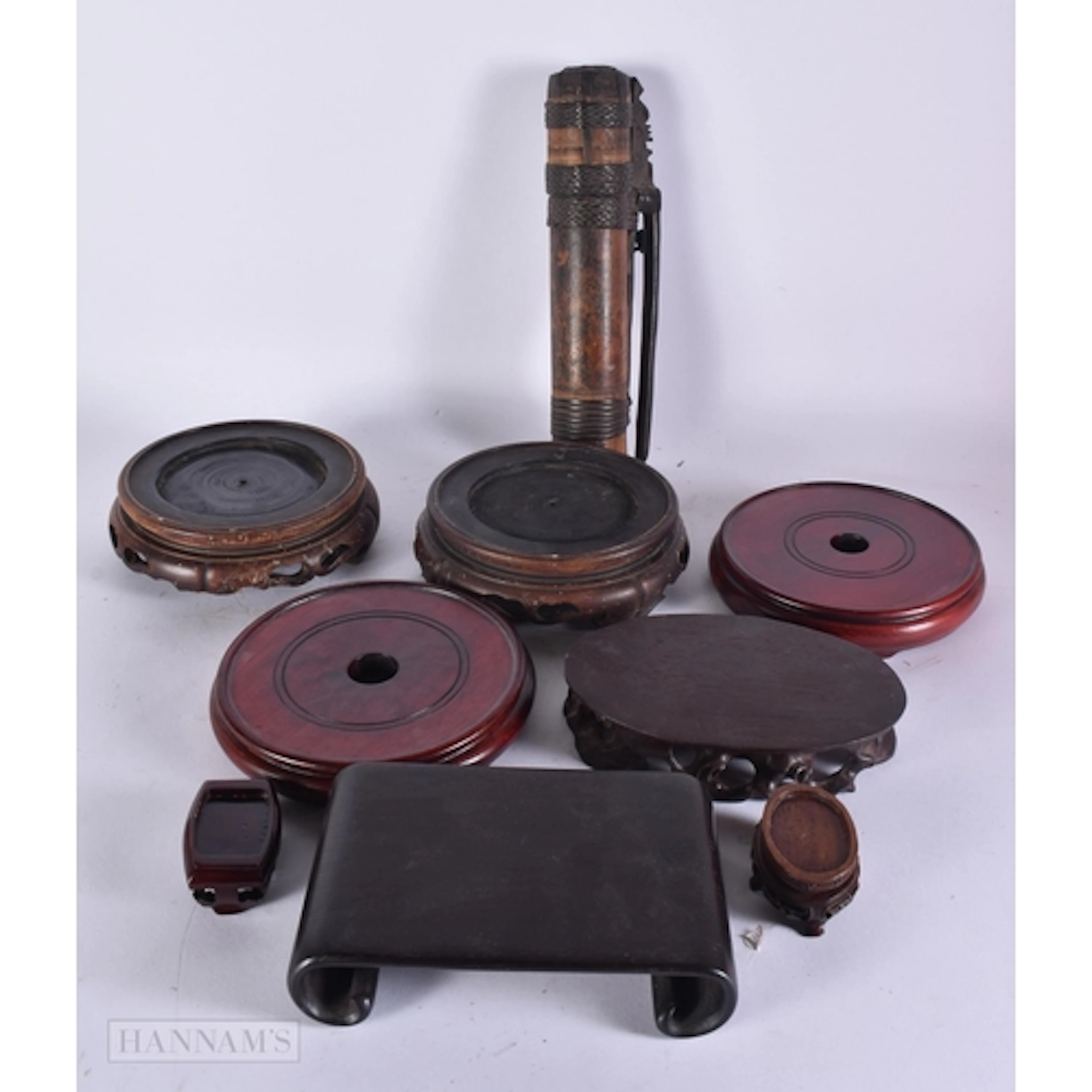 CHINESE CARVED HARDWOOD STANDS etc. (qty)