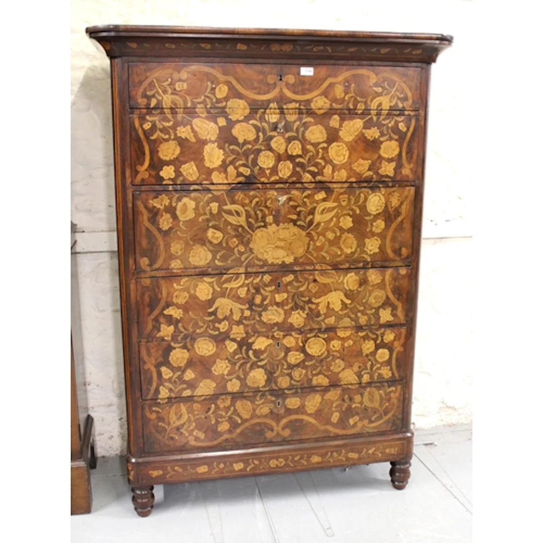 Late 18th / early 19th Century Dutch marquetry secretaire ch...