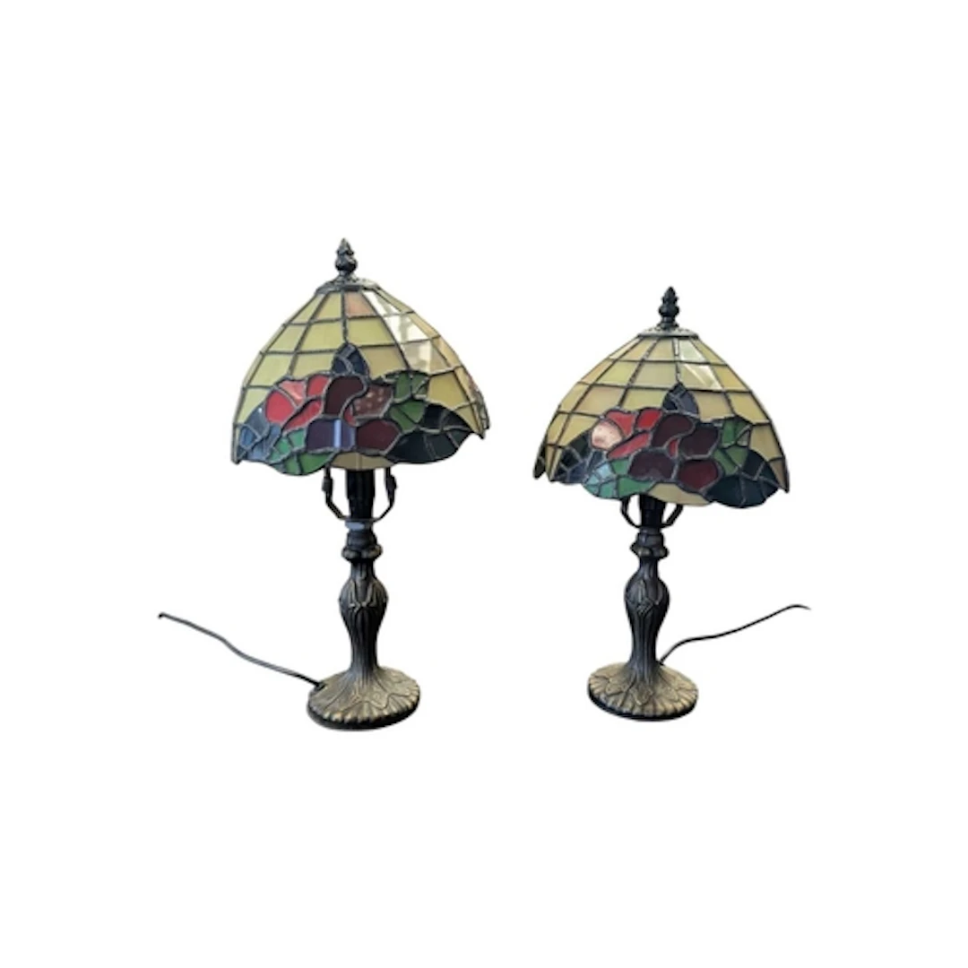 A pair of vintage late 20th century Tiffany style table lamp...