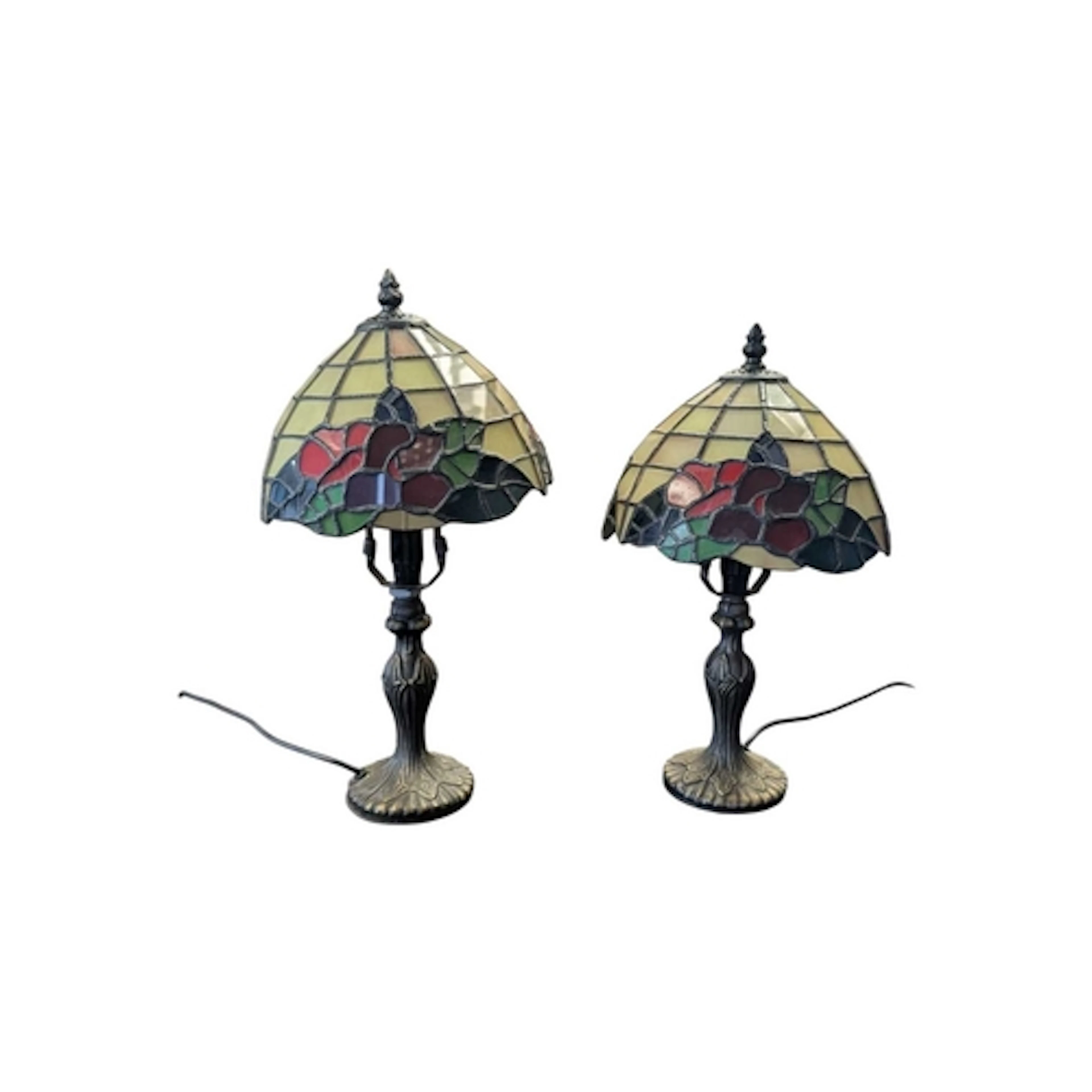 A pair of vintage late 20th century Tiffany style table lamp...
