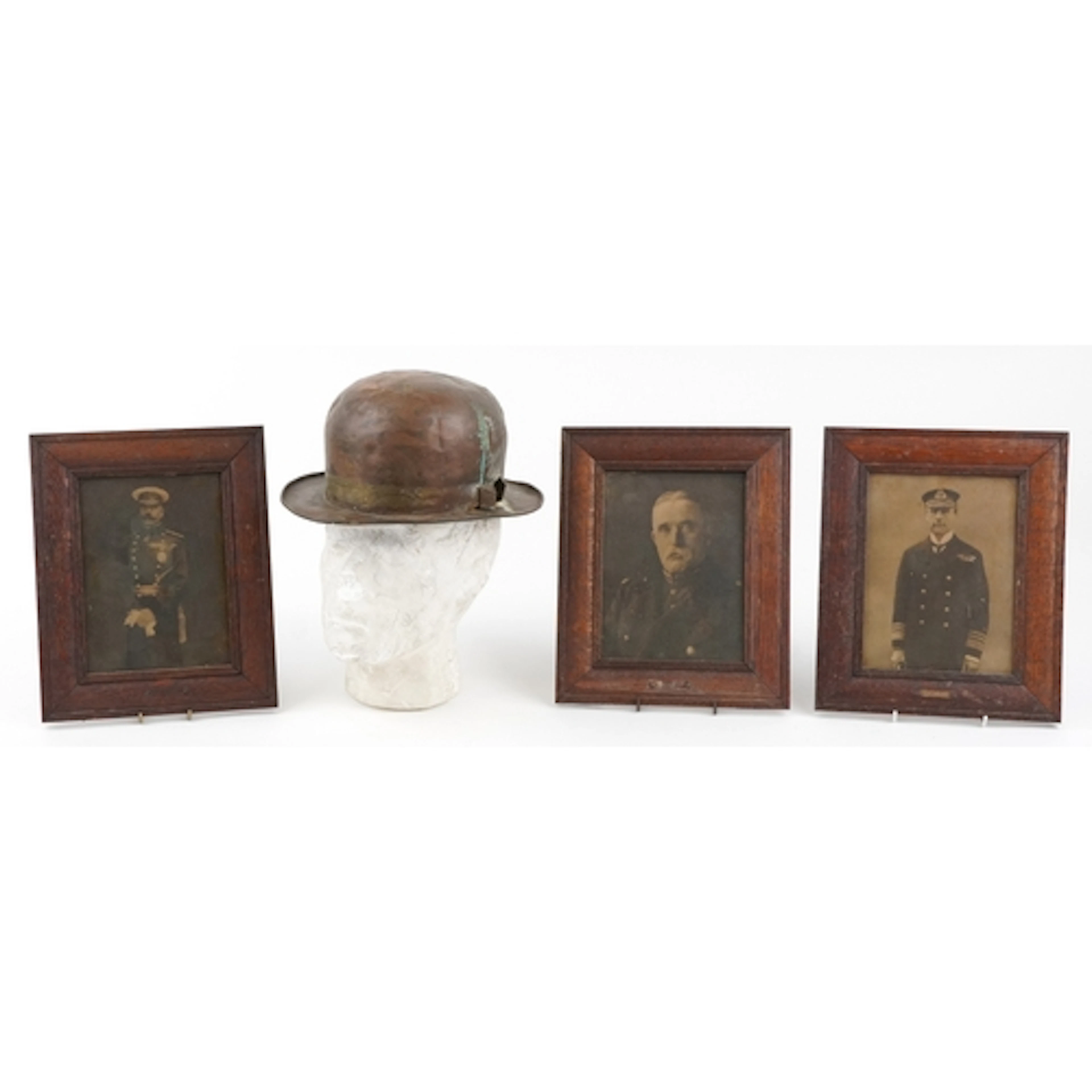 Military interest copper helmet with name plaque for P. Tupp...