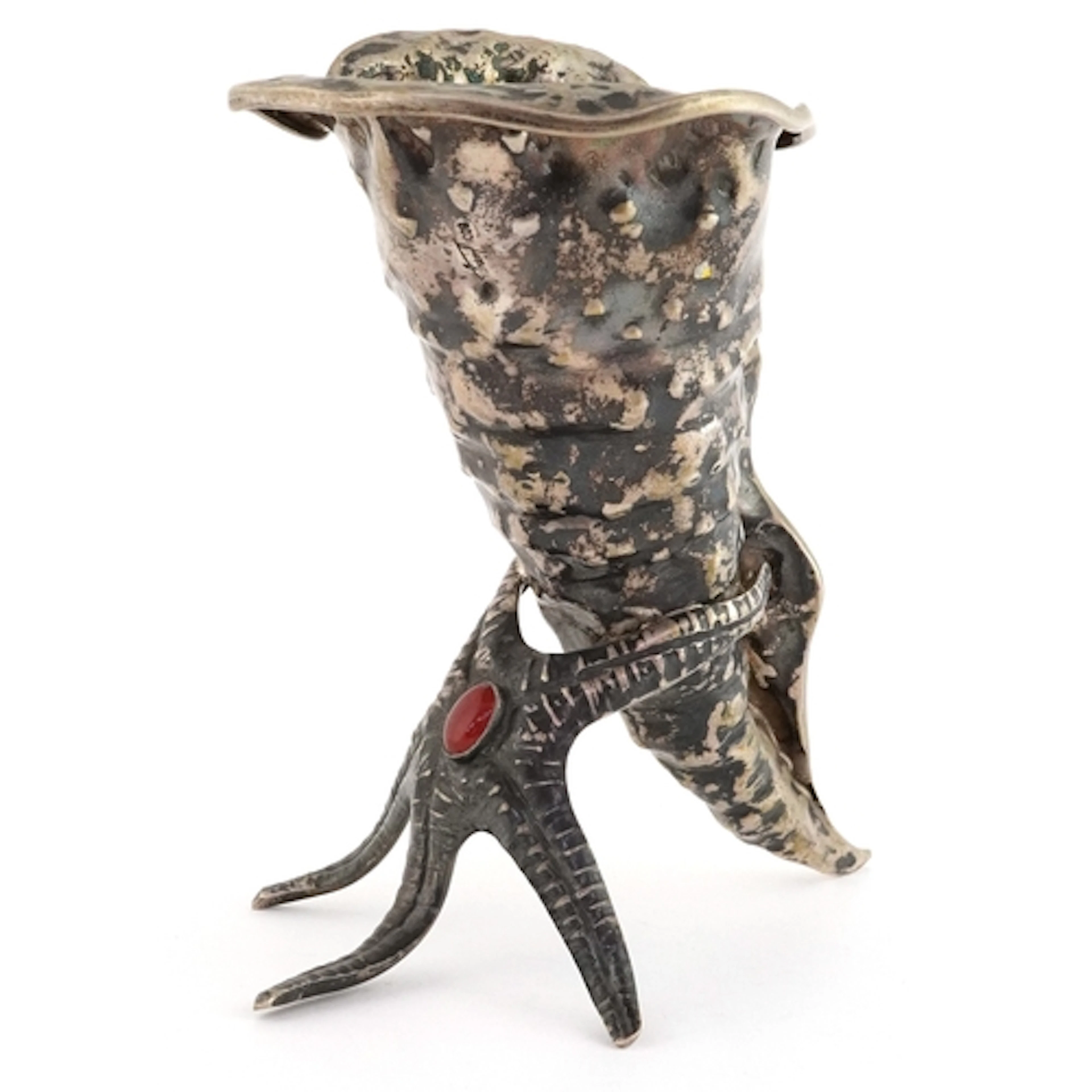 800 grade silver chalice in the form of a cornucopia support...