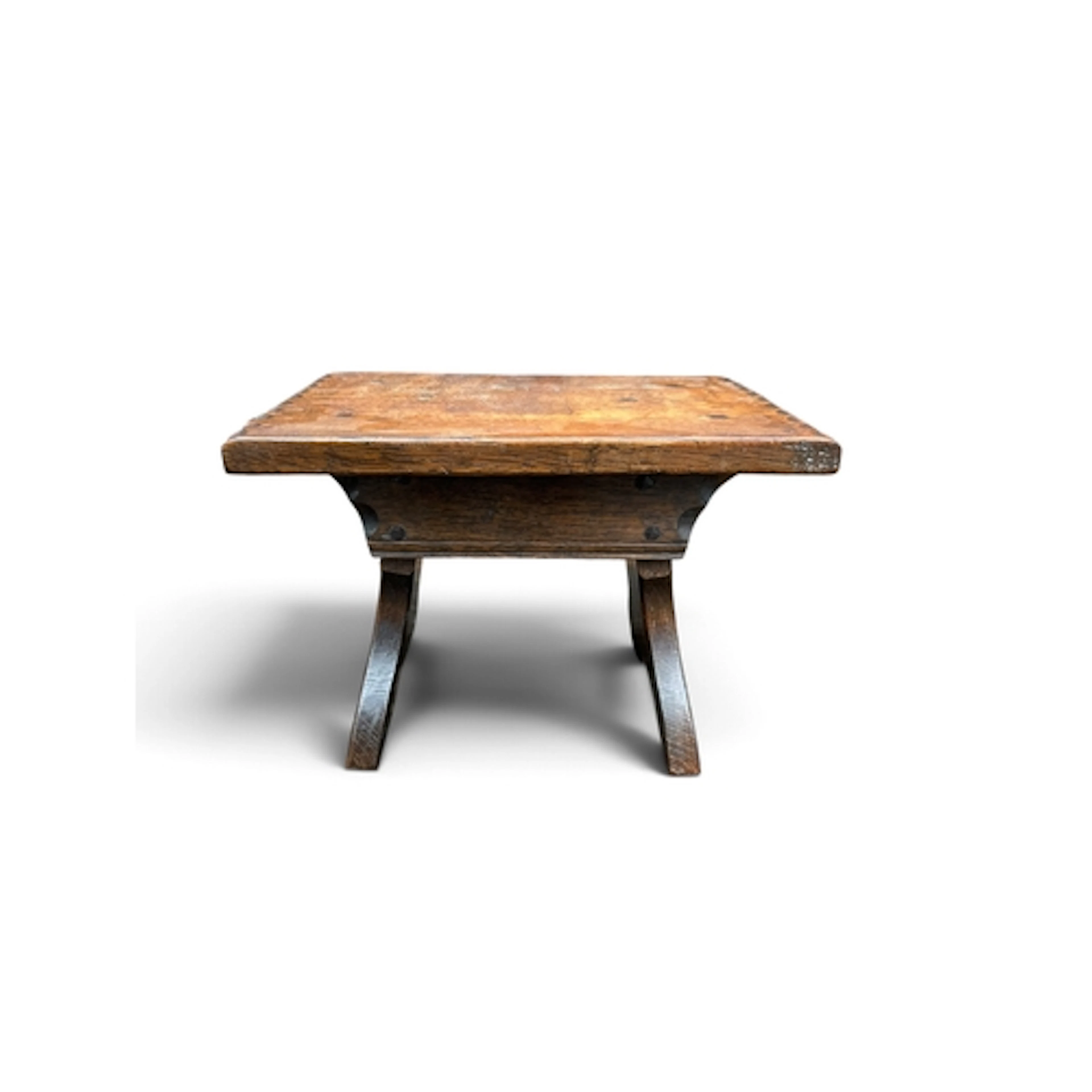 A JACK GRIMBLE SIGNED OAK STOOL 38cm x 28.5cm x 27cm...