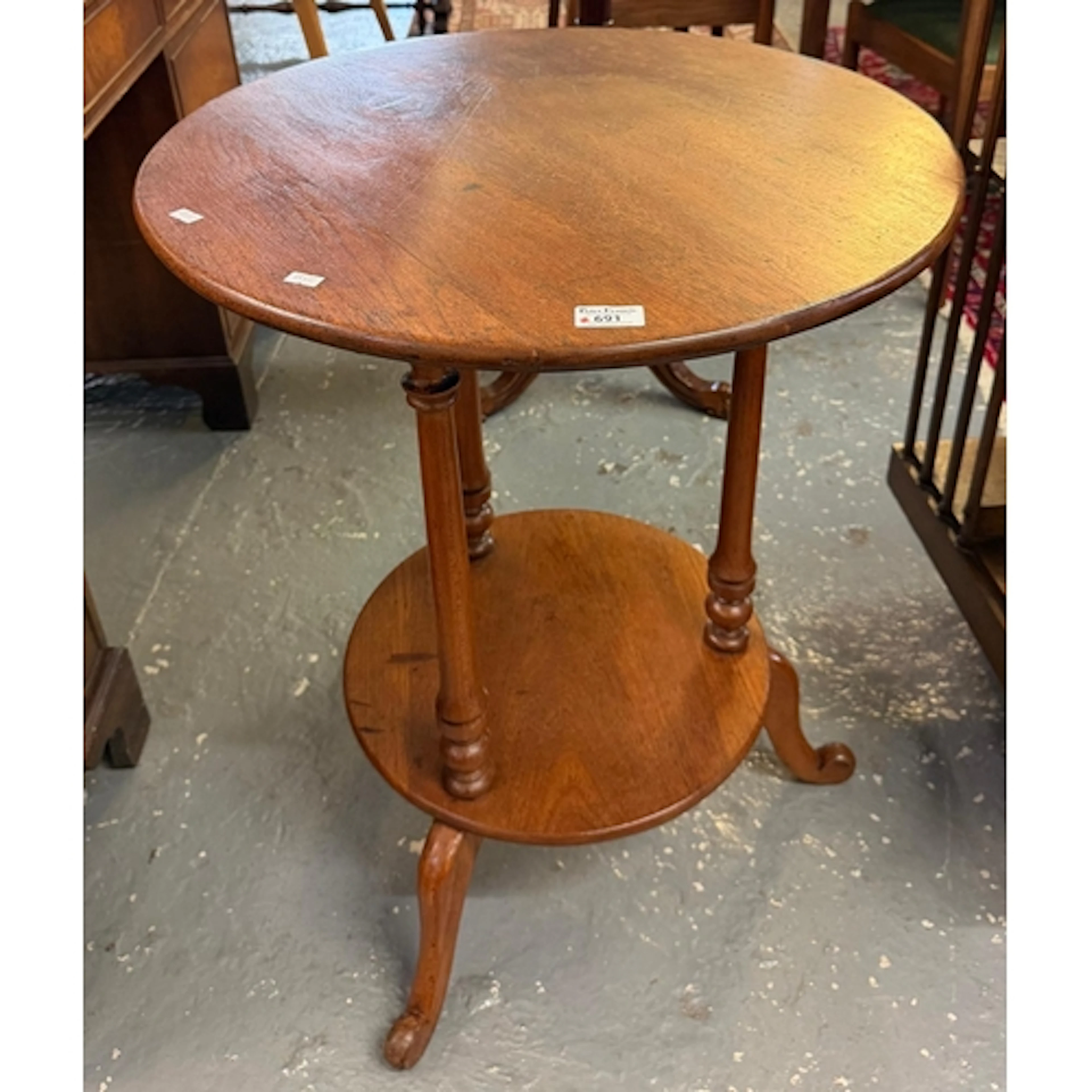 Circular mahogany wine table with baluster turned columns ab...