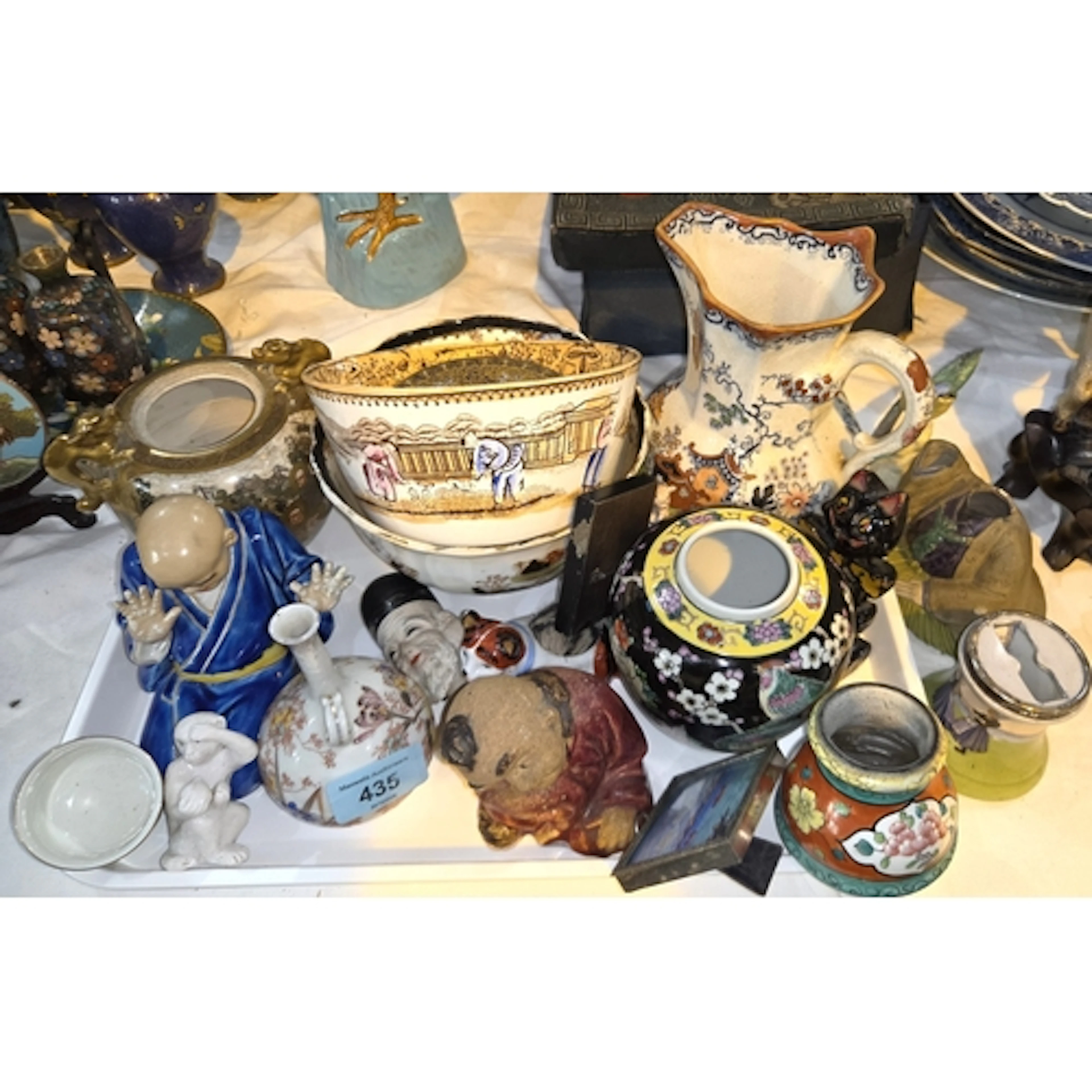 A selection of Chinese and other ceramics including bowls, v...