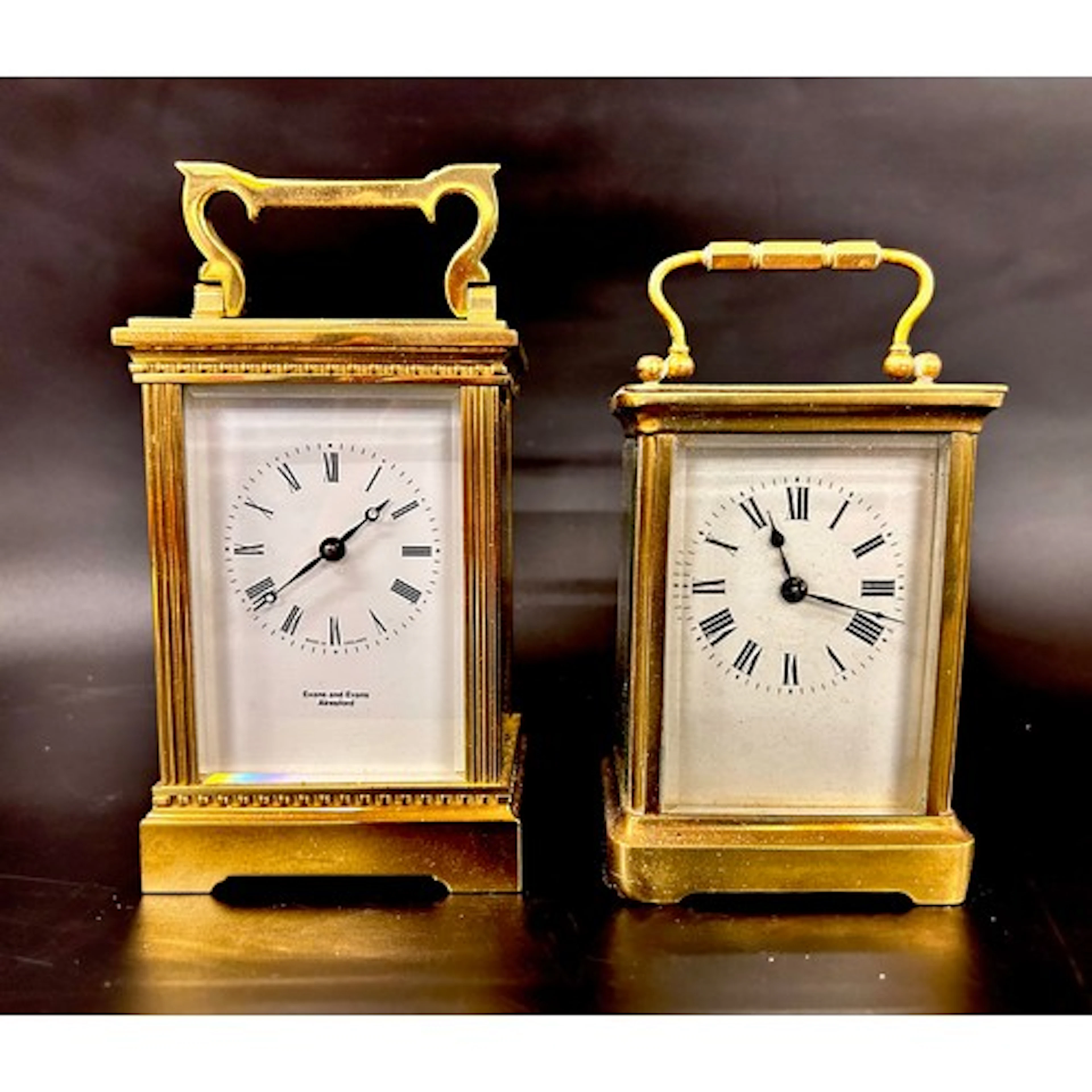 Two brass carriage clocks, Duverdrey & Bloquel, and Evans & ...